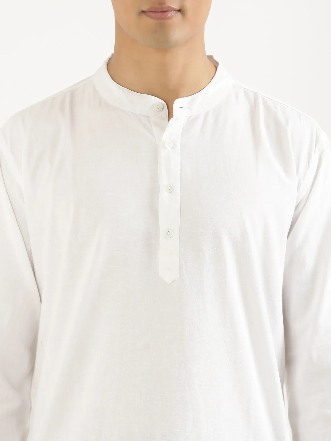 Men White Airy Linen Long Kurta - Image 6