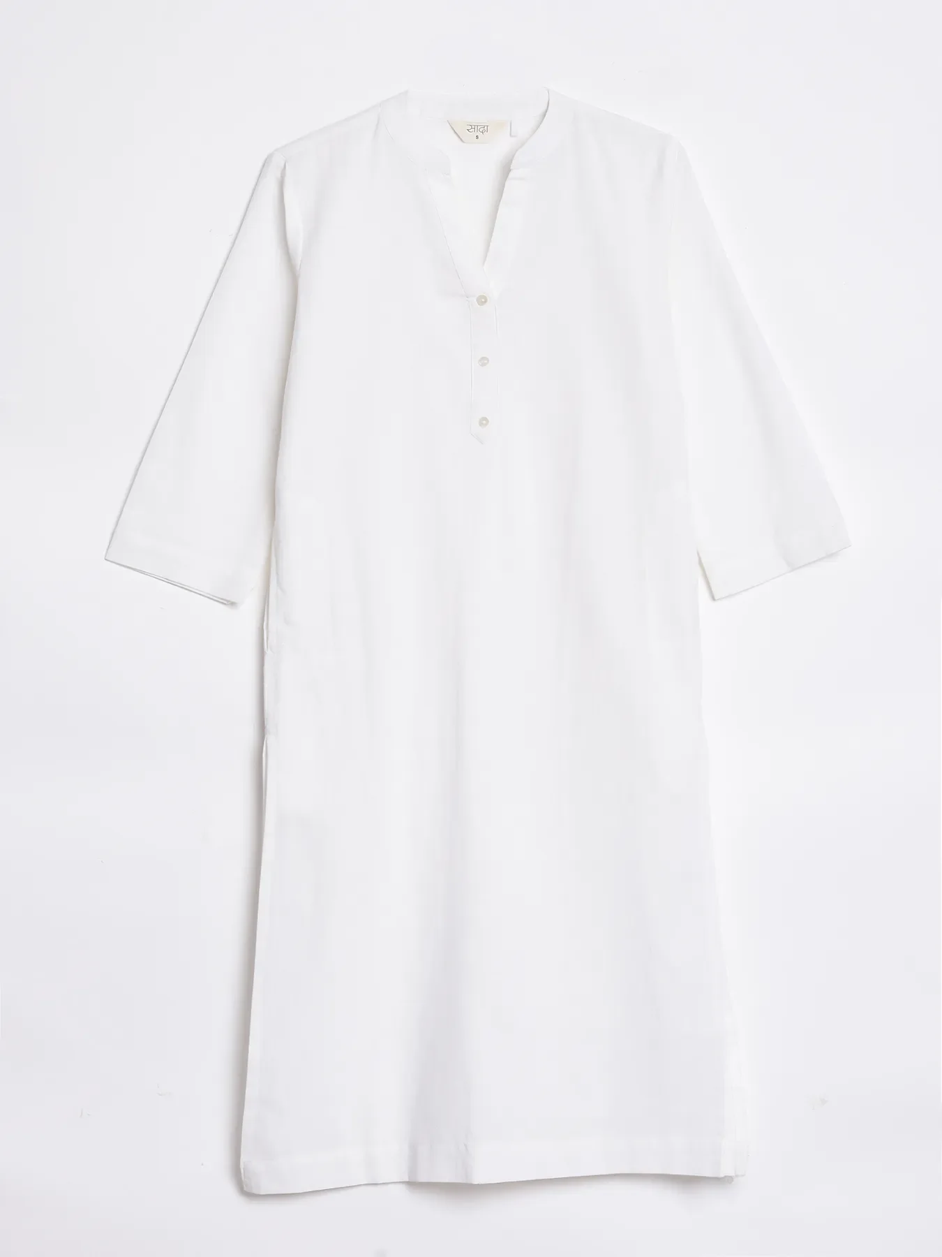 Women White Airy Linen Long Kurta - Image 14