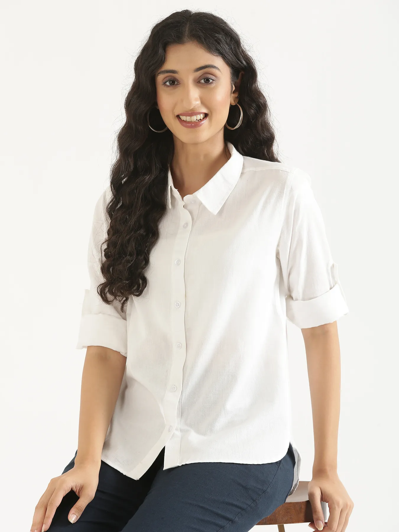 Women White Airy-Linen Shirt - Image 4