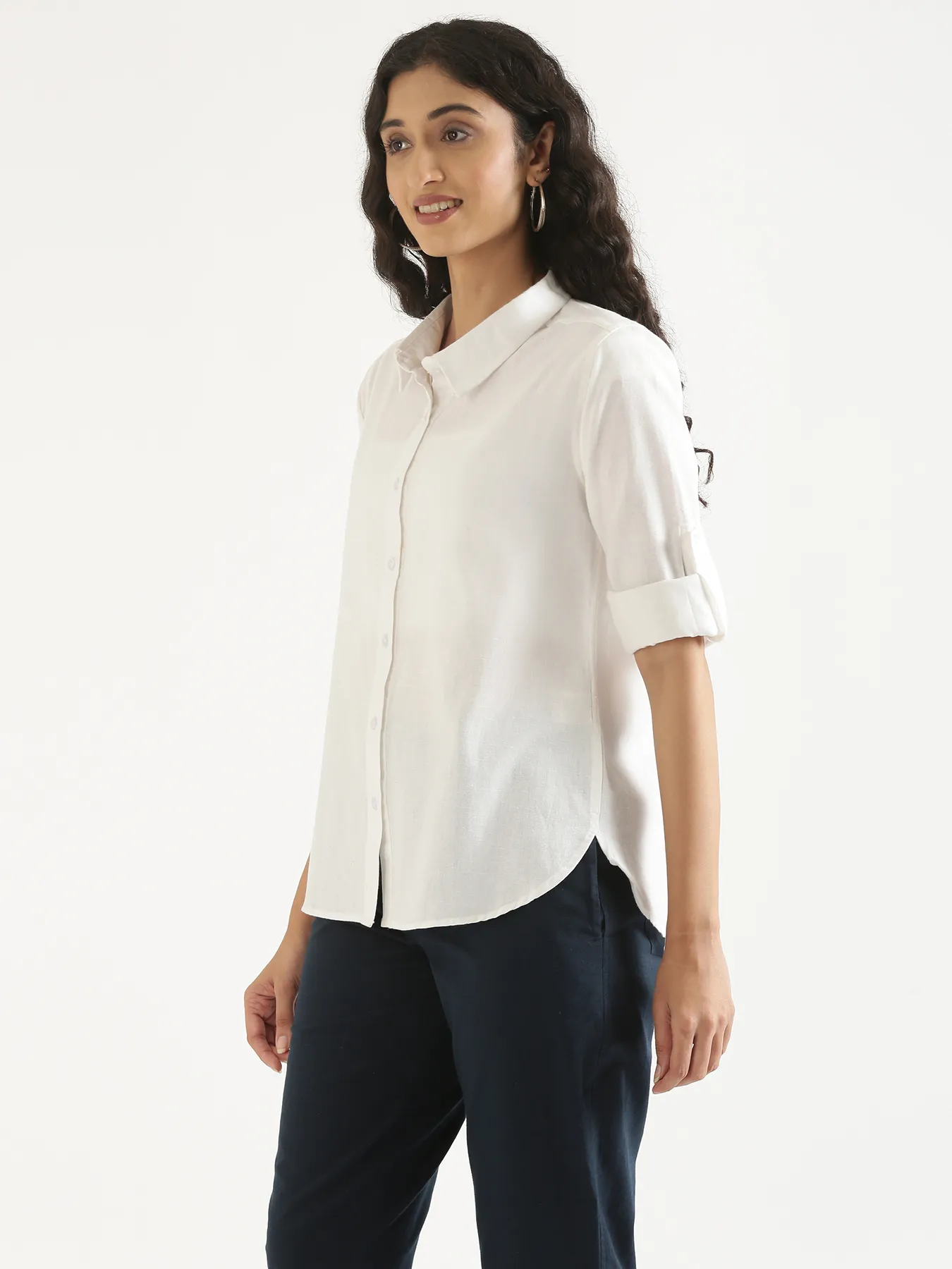 Women White Airy-Linen Shirt - Image 9