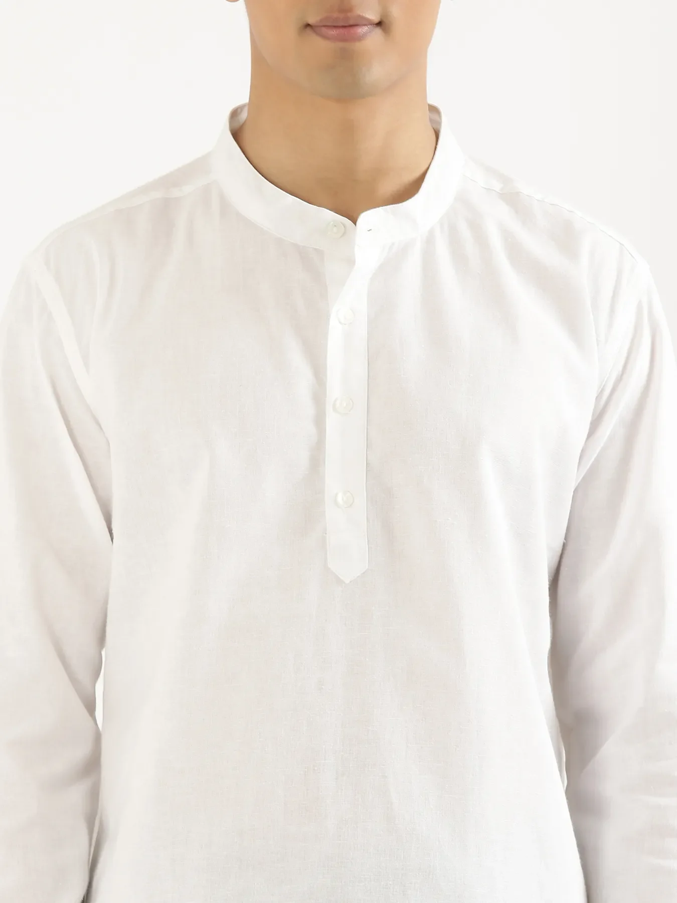 Men White Airy Linen Short Kurta - Image 5