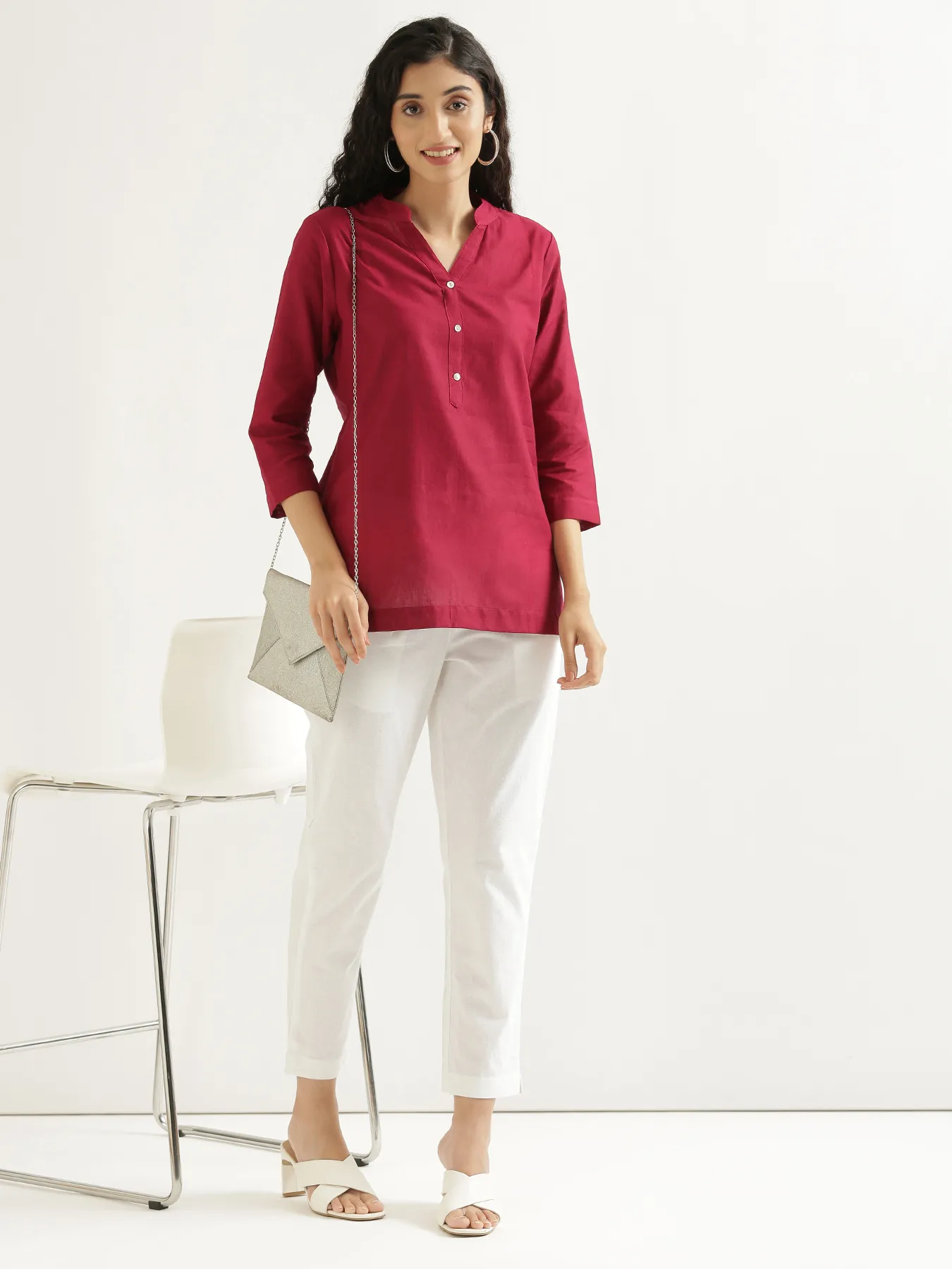 Women White Cotton Pant - Image 10