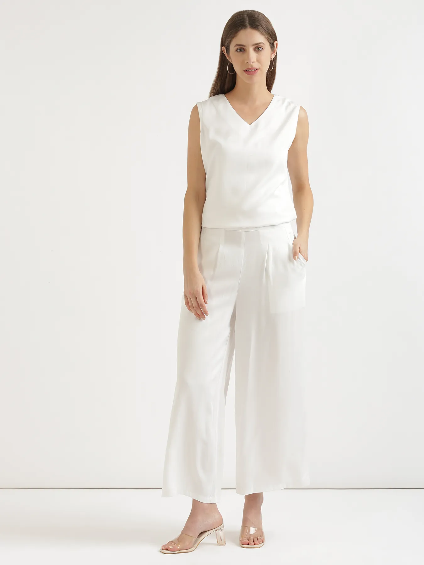 Women White Viscose Palazzo Pant - Image 11