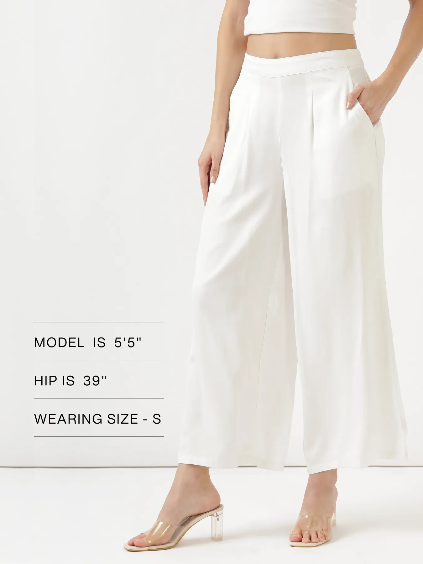 Women White Viscose Palazzo Pant - Image 14