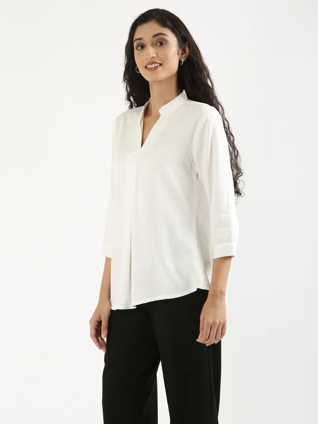 Women White Viscose Pleated Top - Image 4