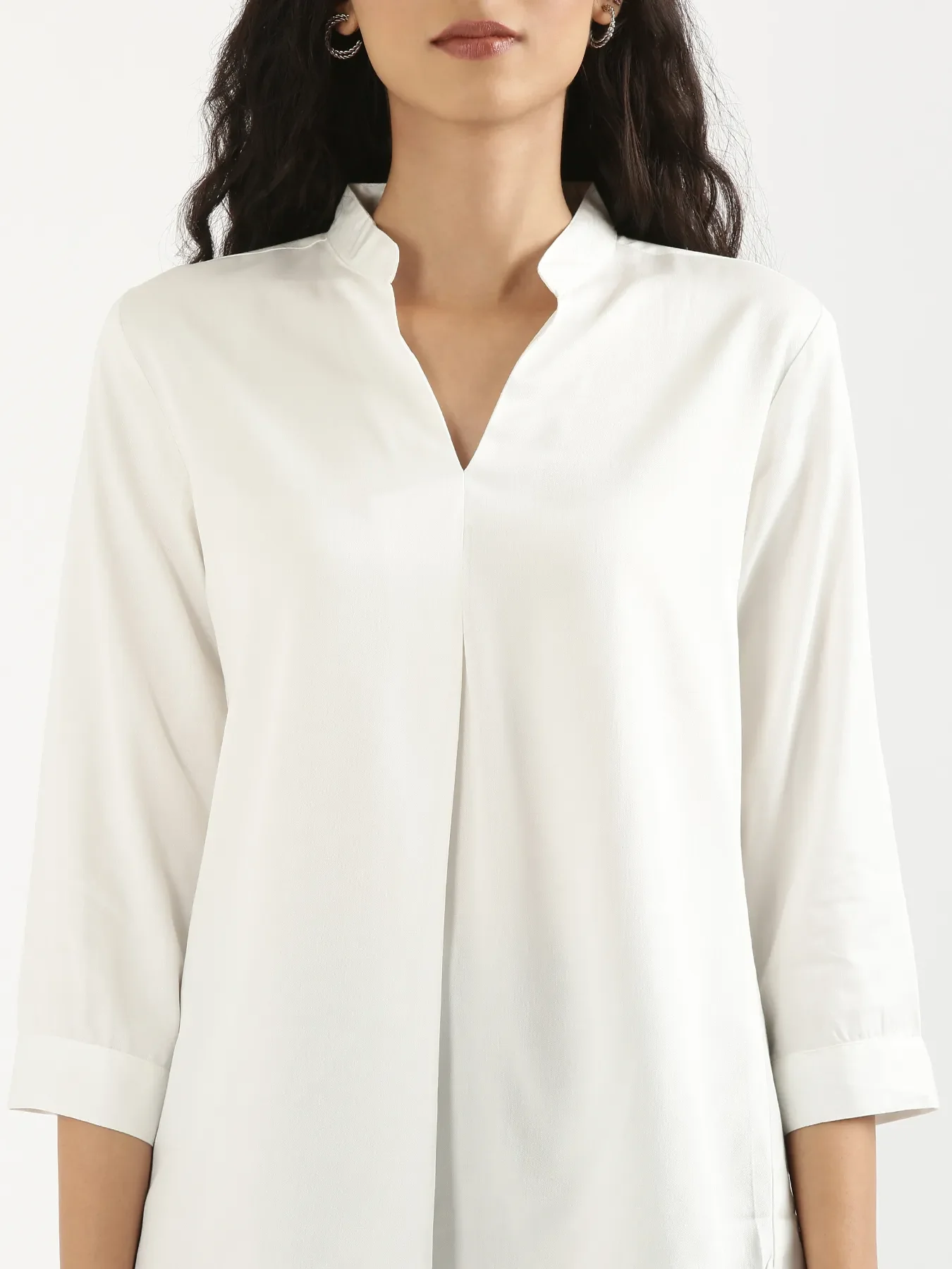 Women White Viscose Pleated Top - Image 5