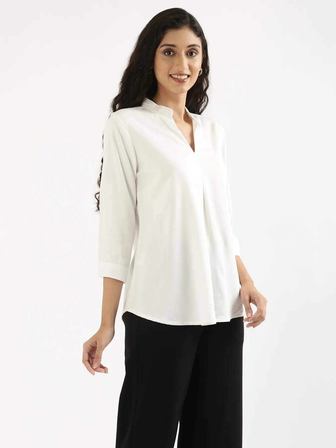 Women White Viscose Pleated Top - Image 9