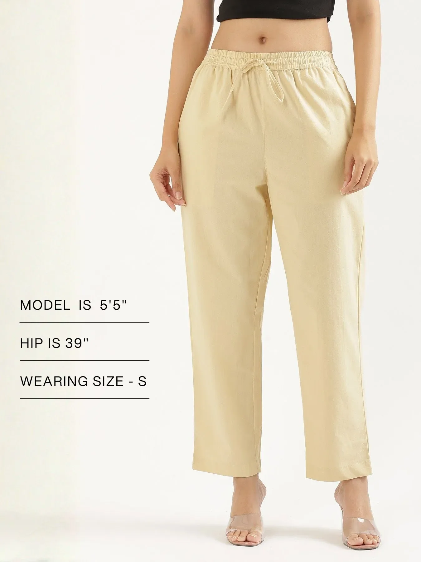 Women Beige Cotton Straight Pant - Image 13