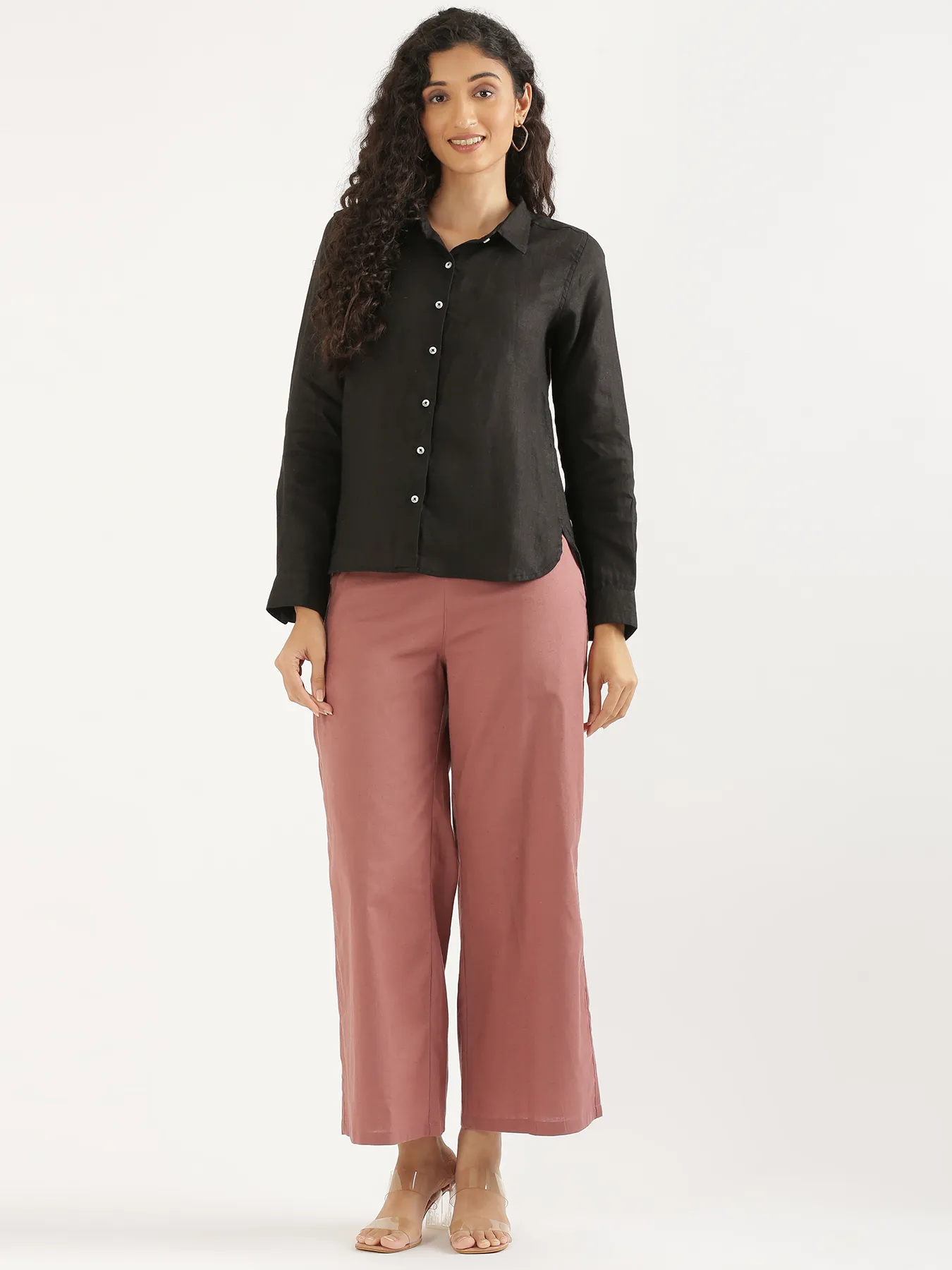 Women Black Pure Linen Shirt - Image 14