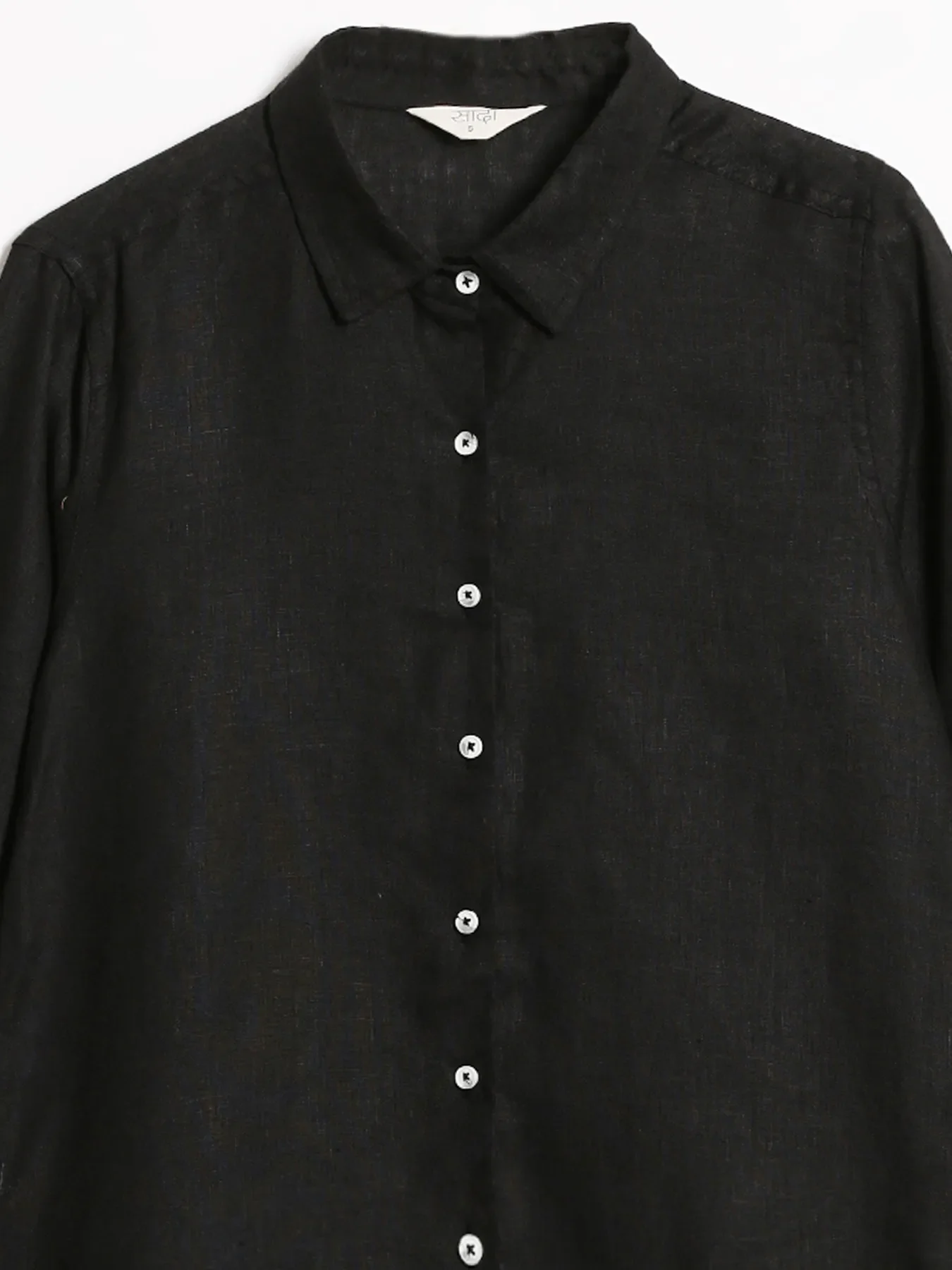 Women Black Pure Linen Shirt - Image 17