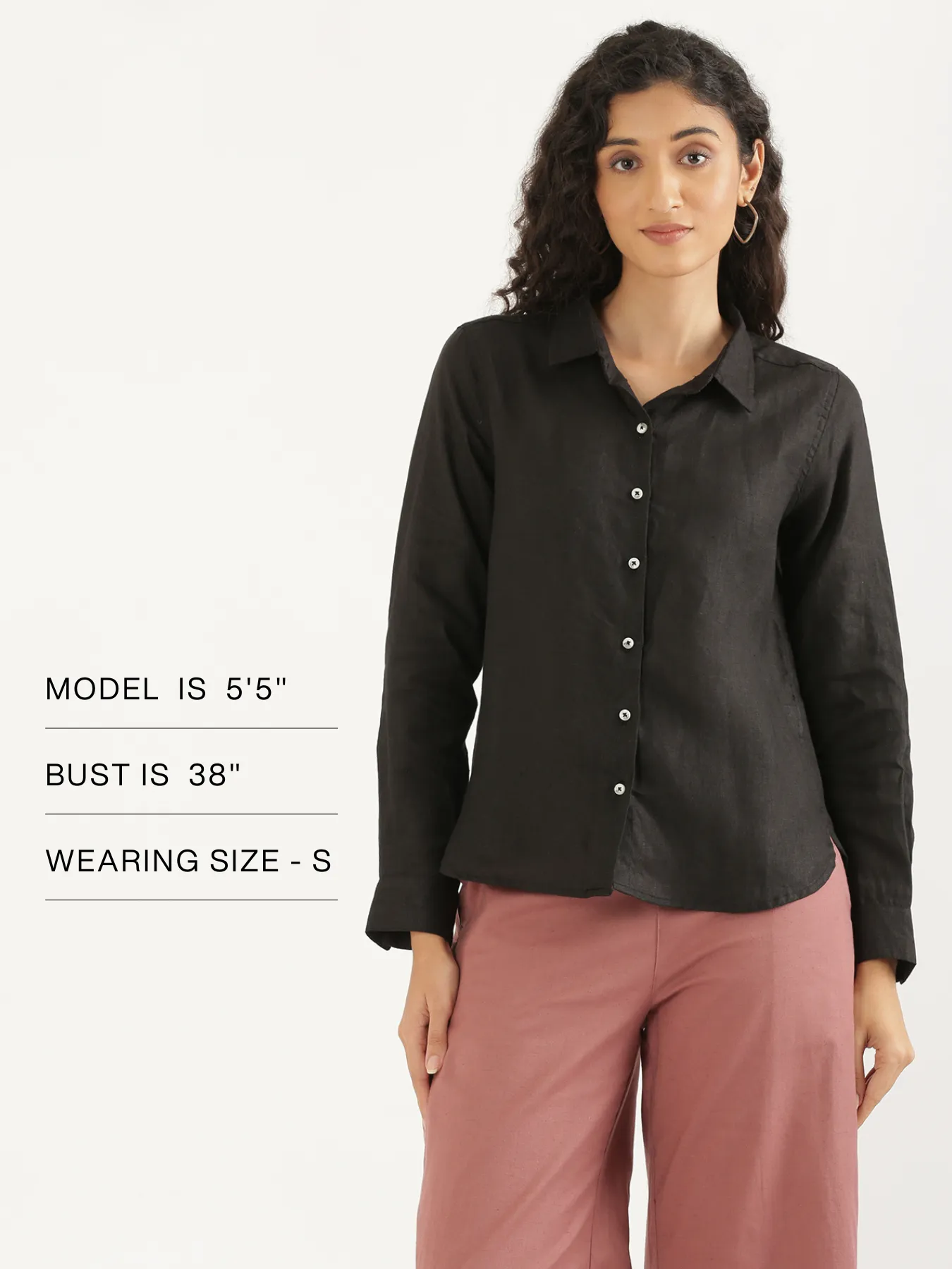 Women Black Pure Linen Shirt - Image 18