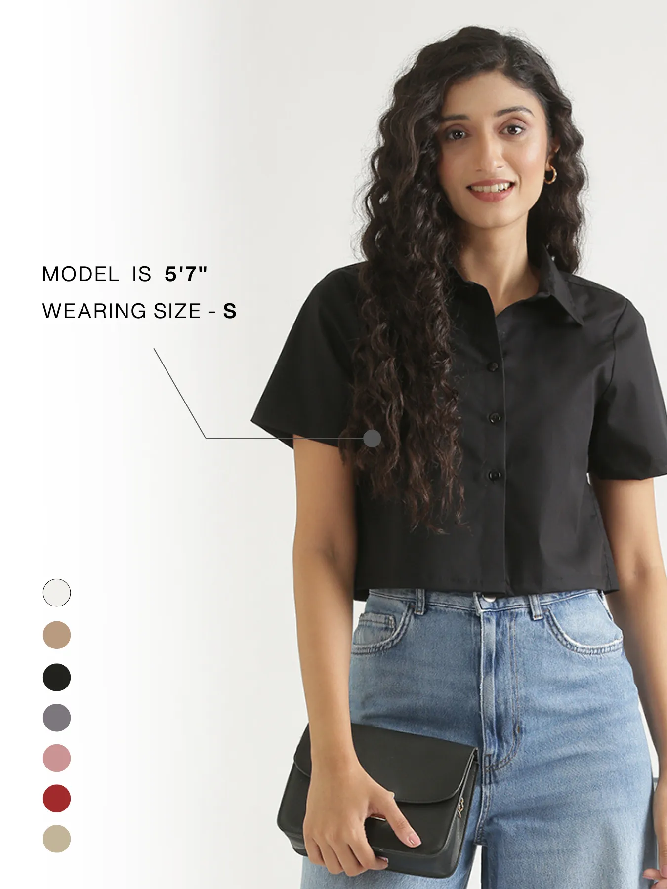 Women Black Better Cotton Crop Shirt - Image 14