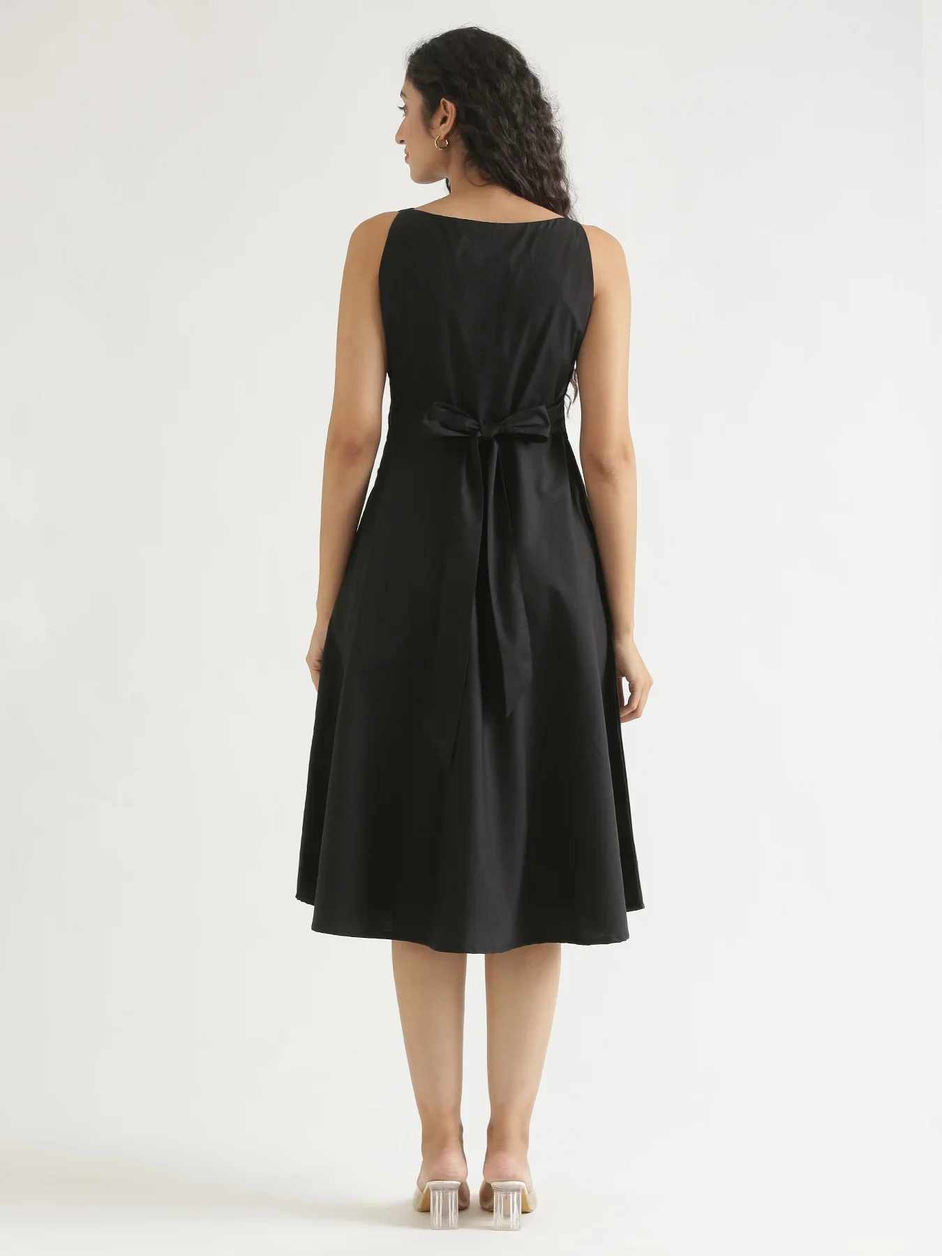 Women Black Better Cotton Flared Dress - Image 10