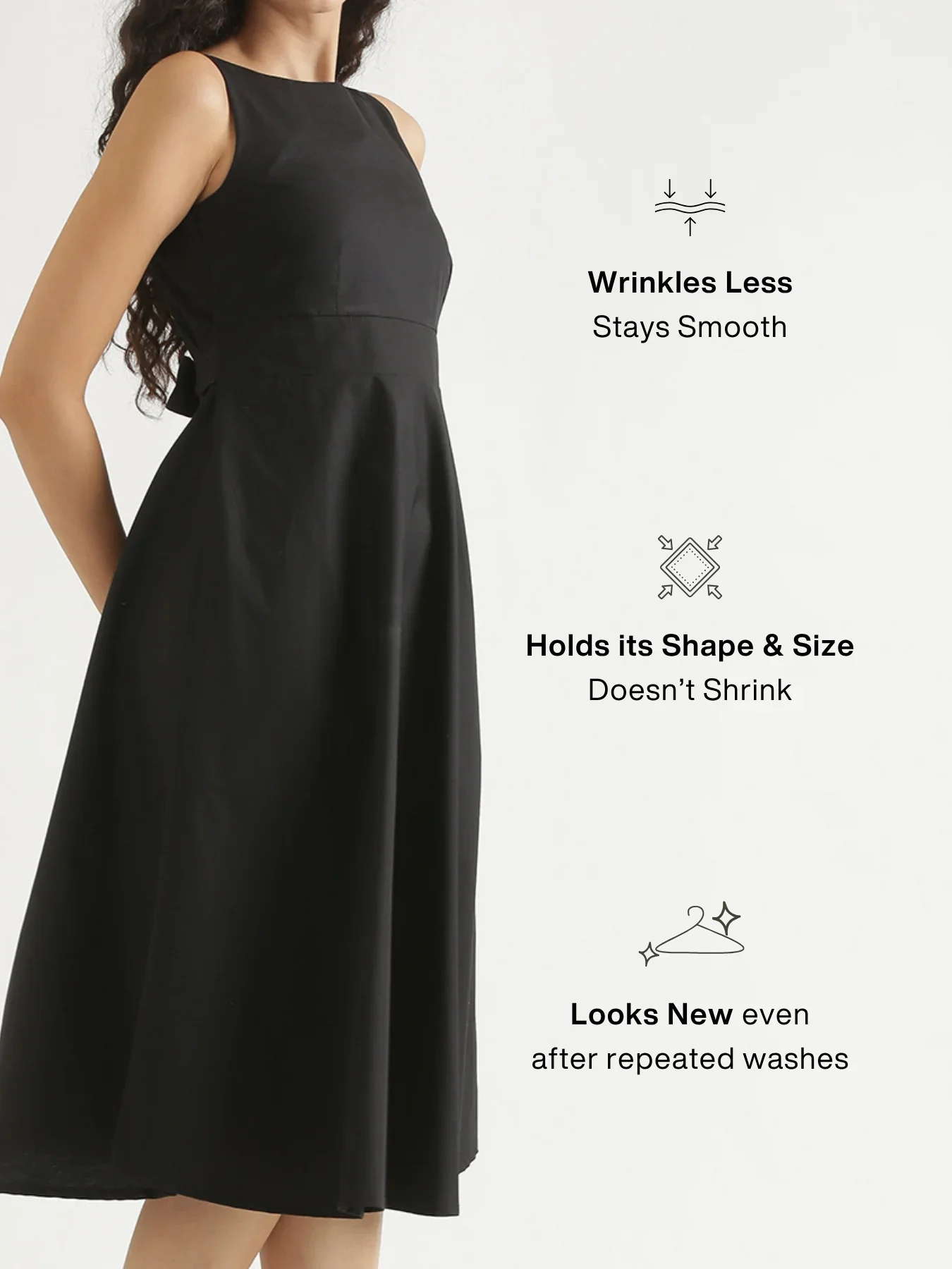 Women Black Better Cotton Flared Dress - Image 4