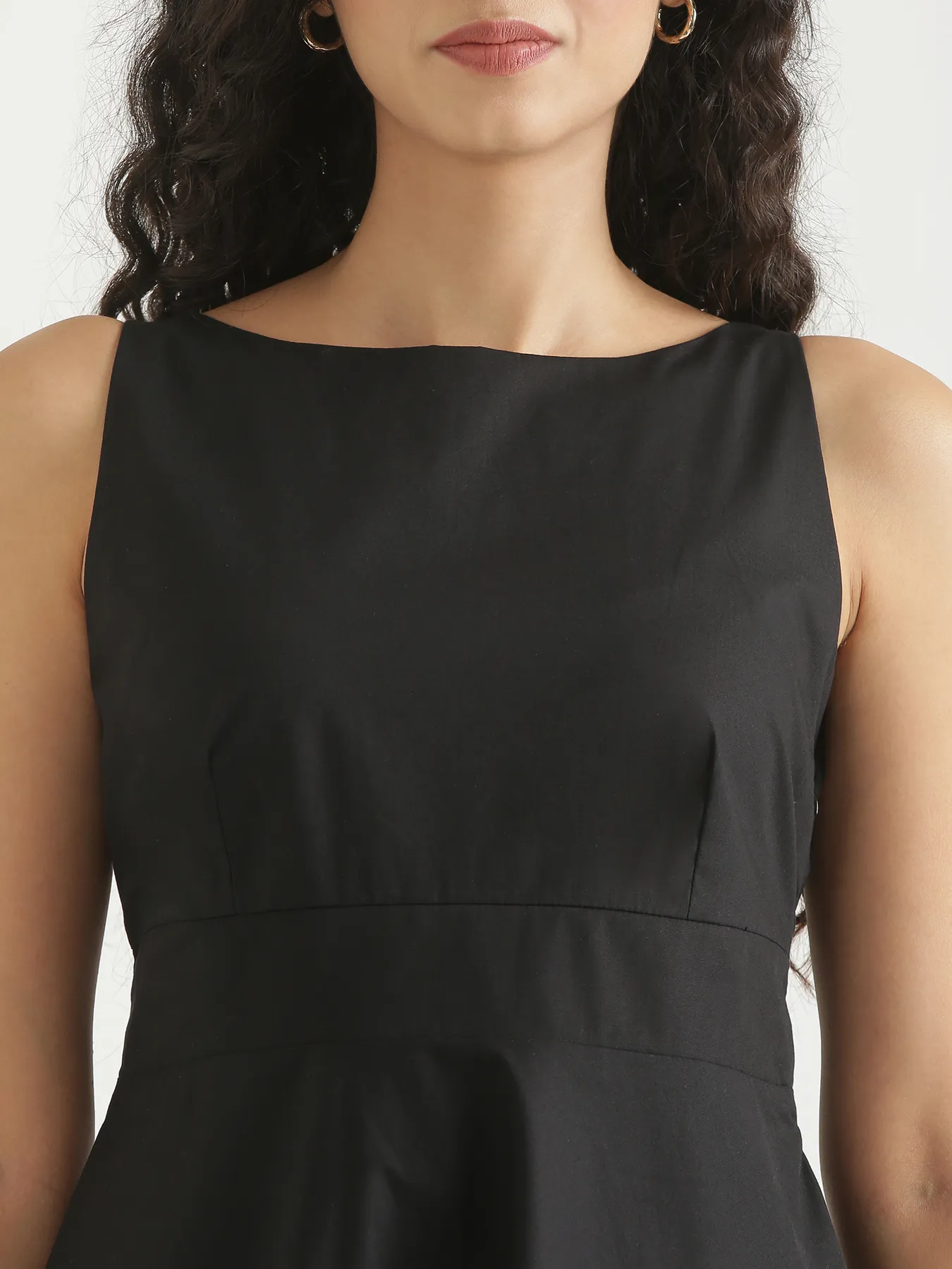 Women Black Better Cotton Flared Dress - Image 7