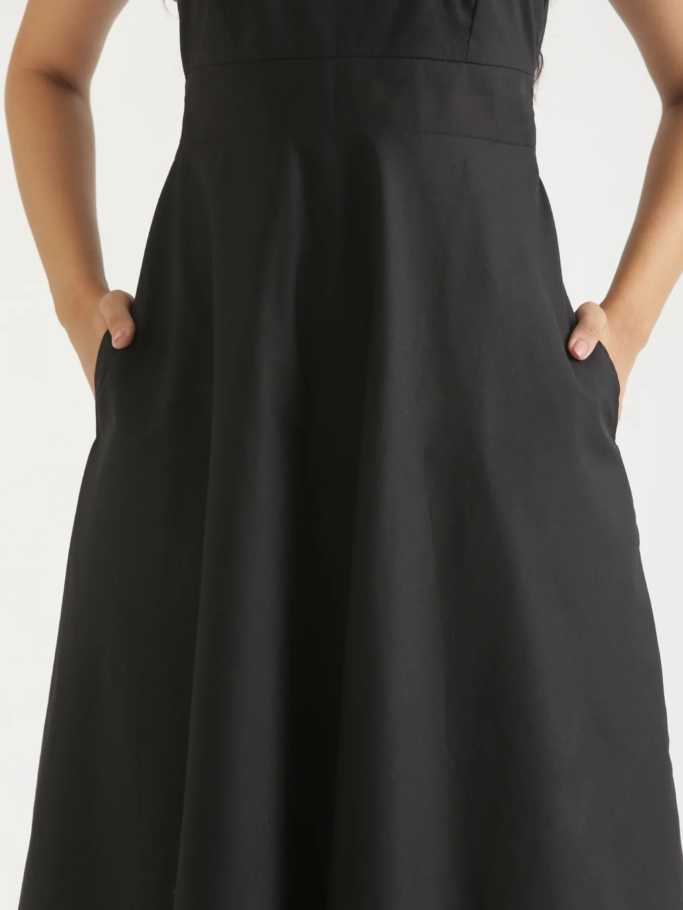 Women Black Better Cotton Flared Dress - Image 9