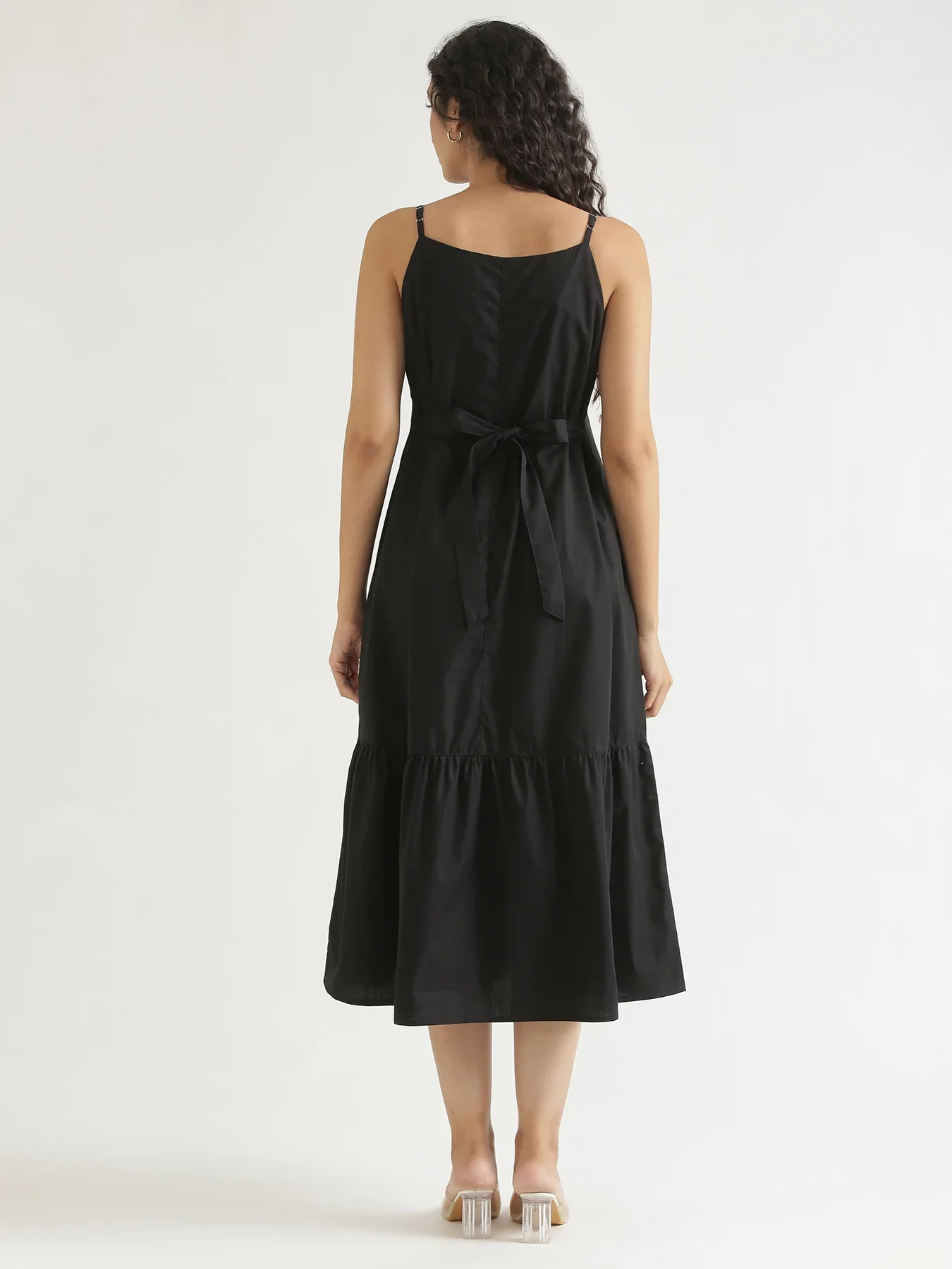 Women Black Better Cotton Tier Dress - Image 10