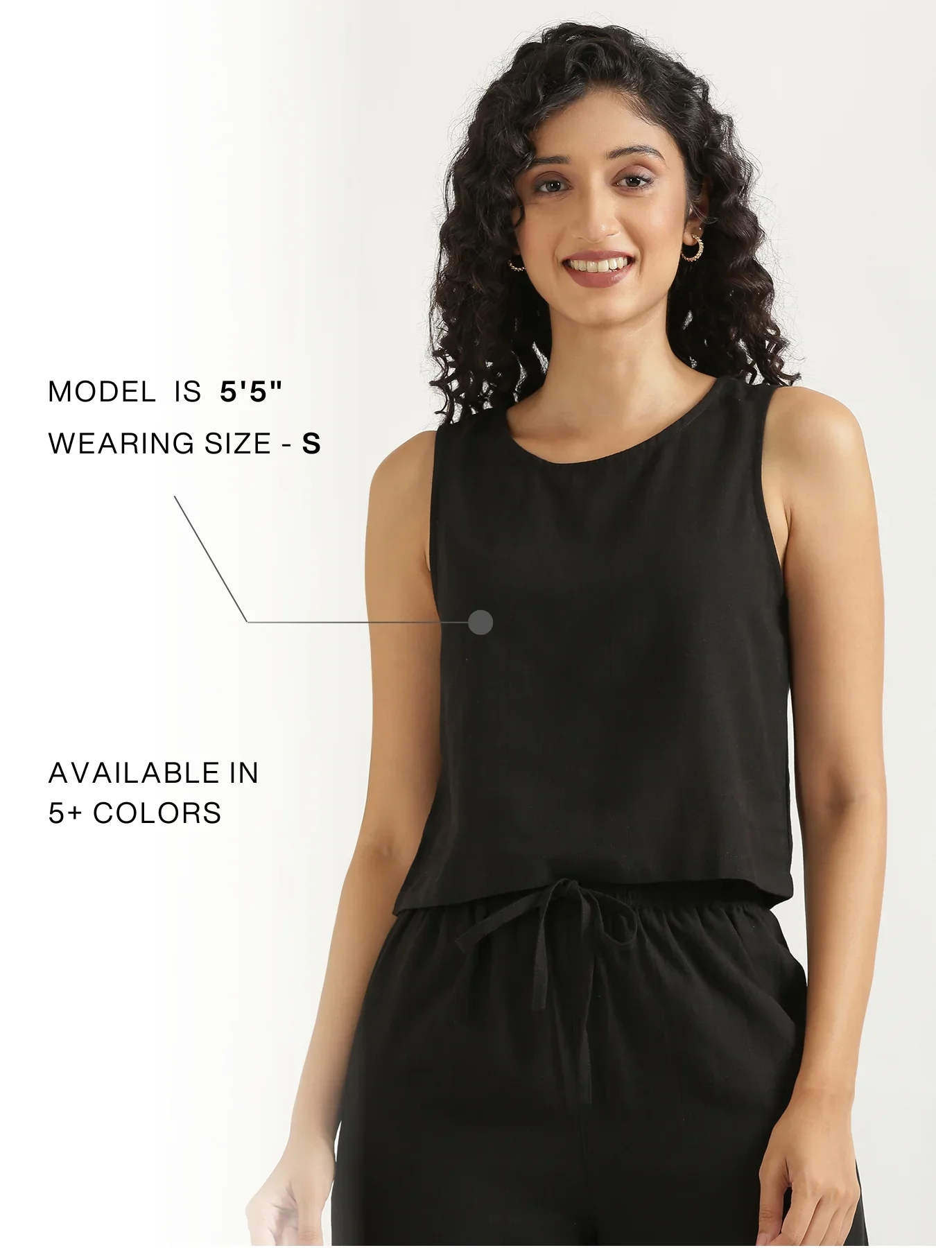 Women Black Flowy Linen Crop Top - Image 13