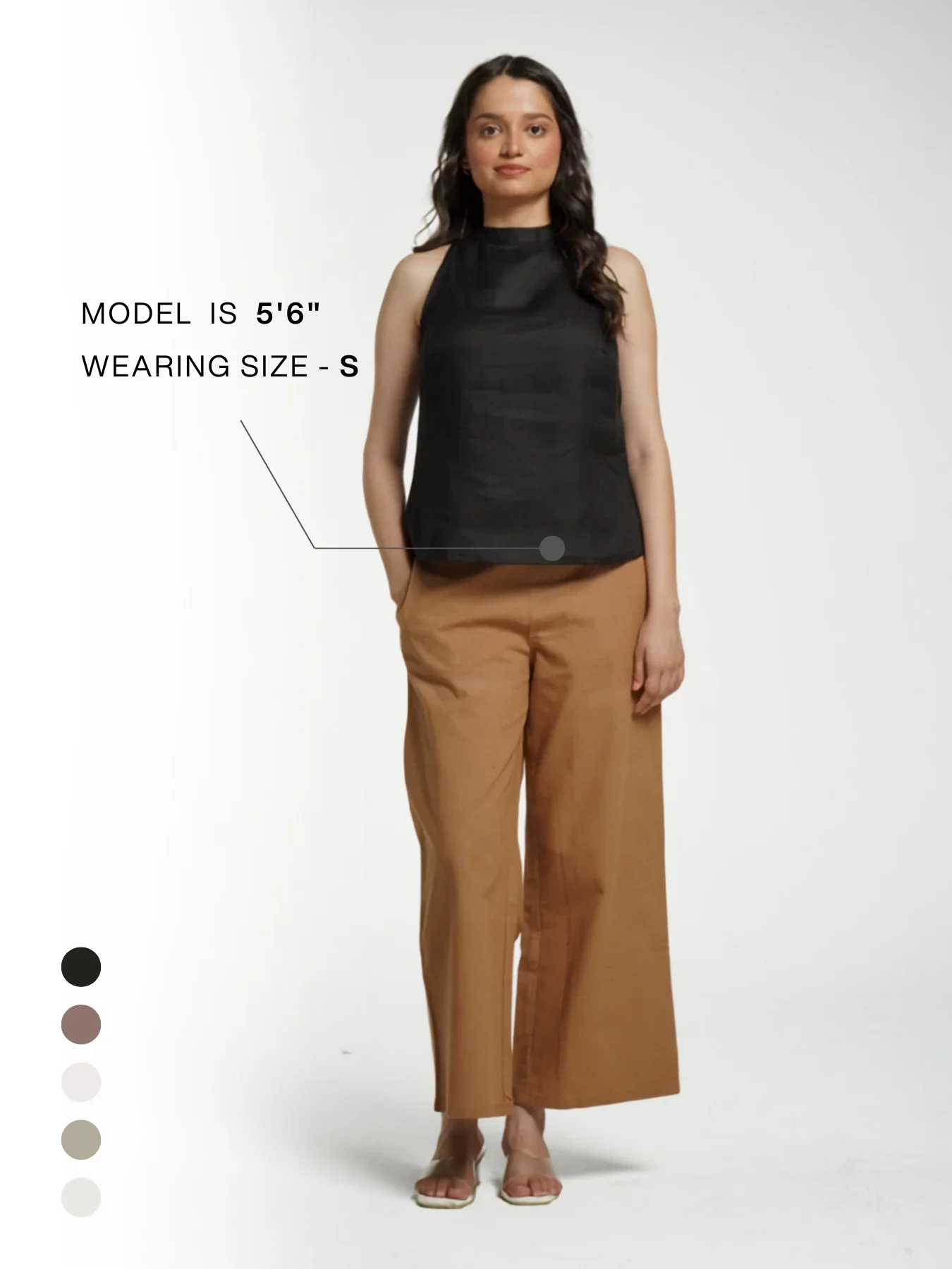 Women Black Pure Linen Halter Neck Top - Image 14