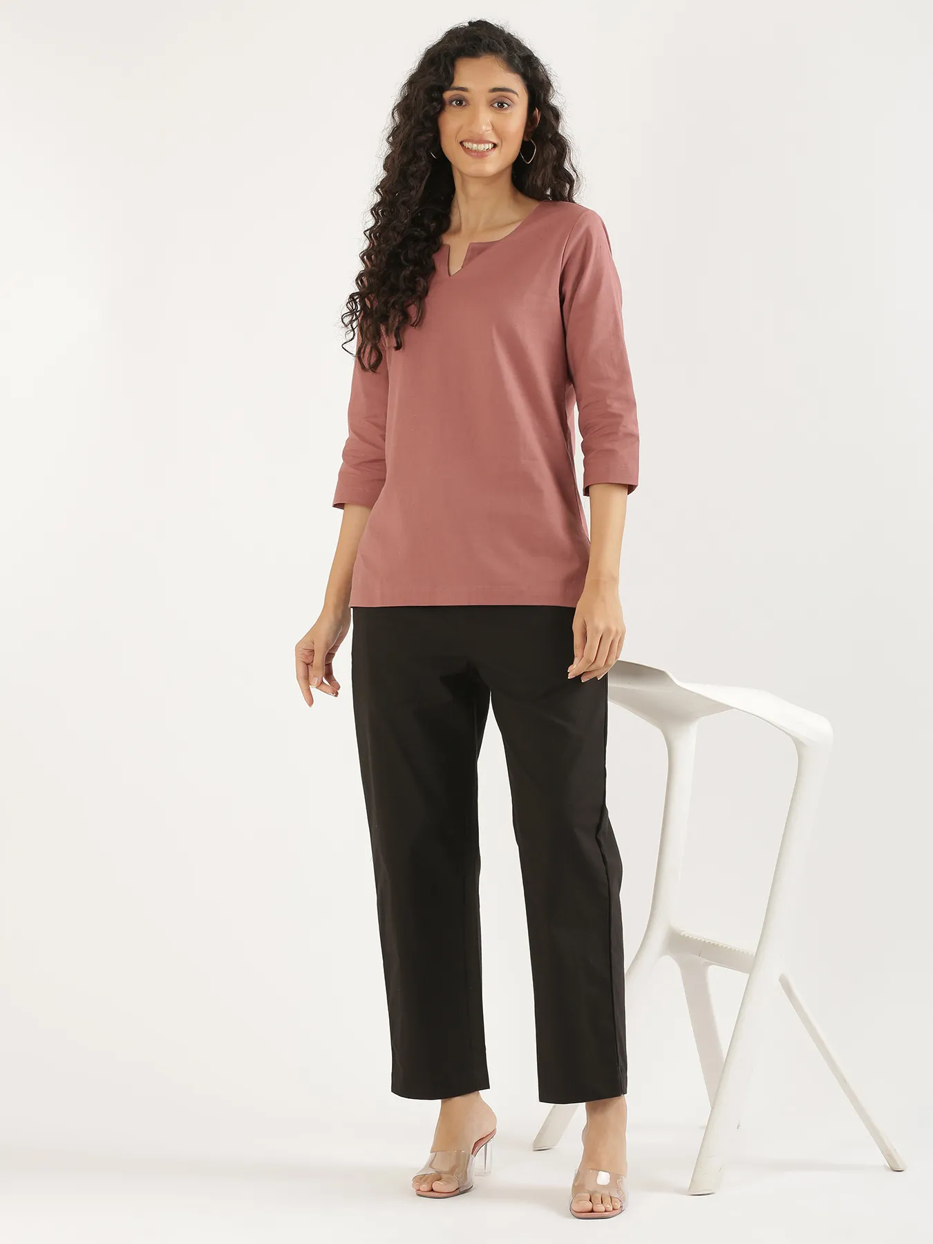 Women Black Cotton Straight Pant - Image 11