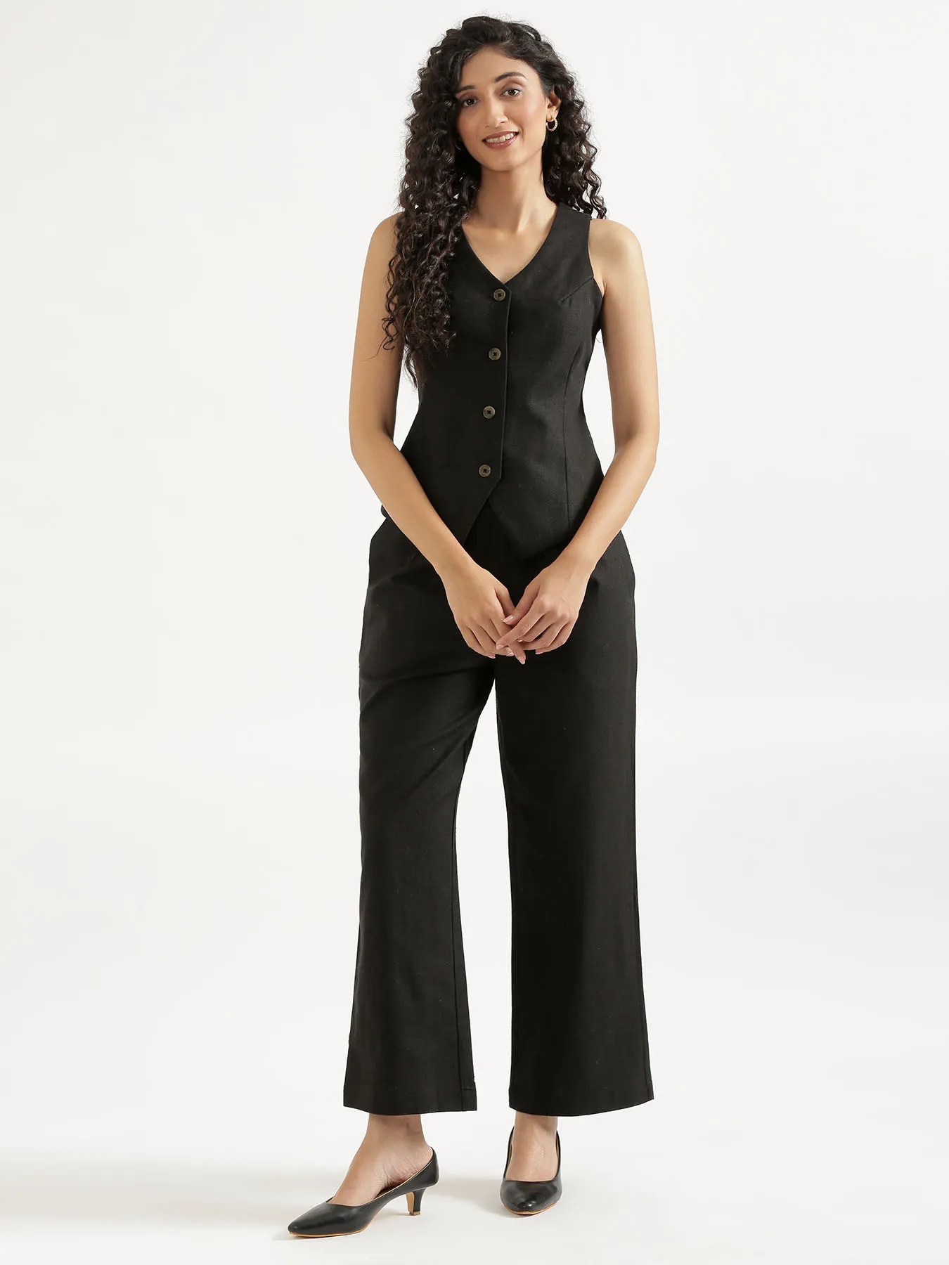 Women Black Waist Coat Co-ord Set - Image 4