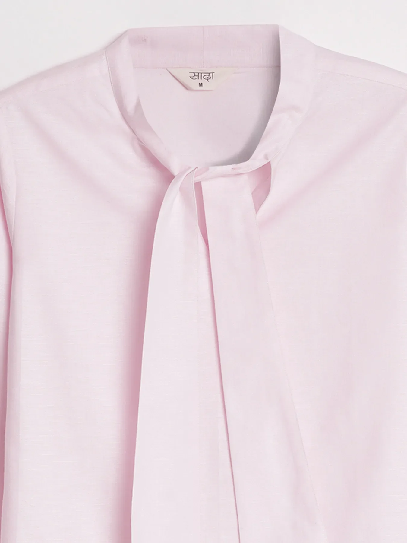 Women Blush Pink Linen Blend Knot Blouse - Image 12