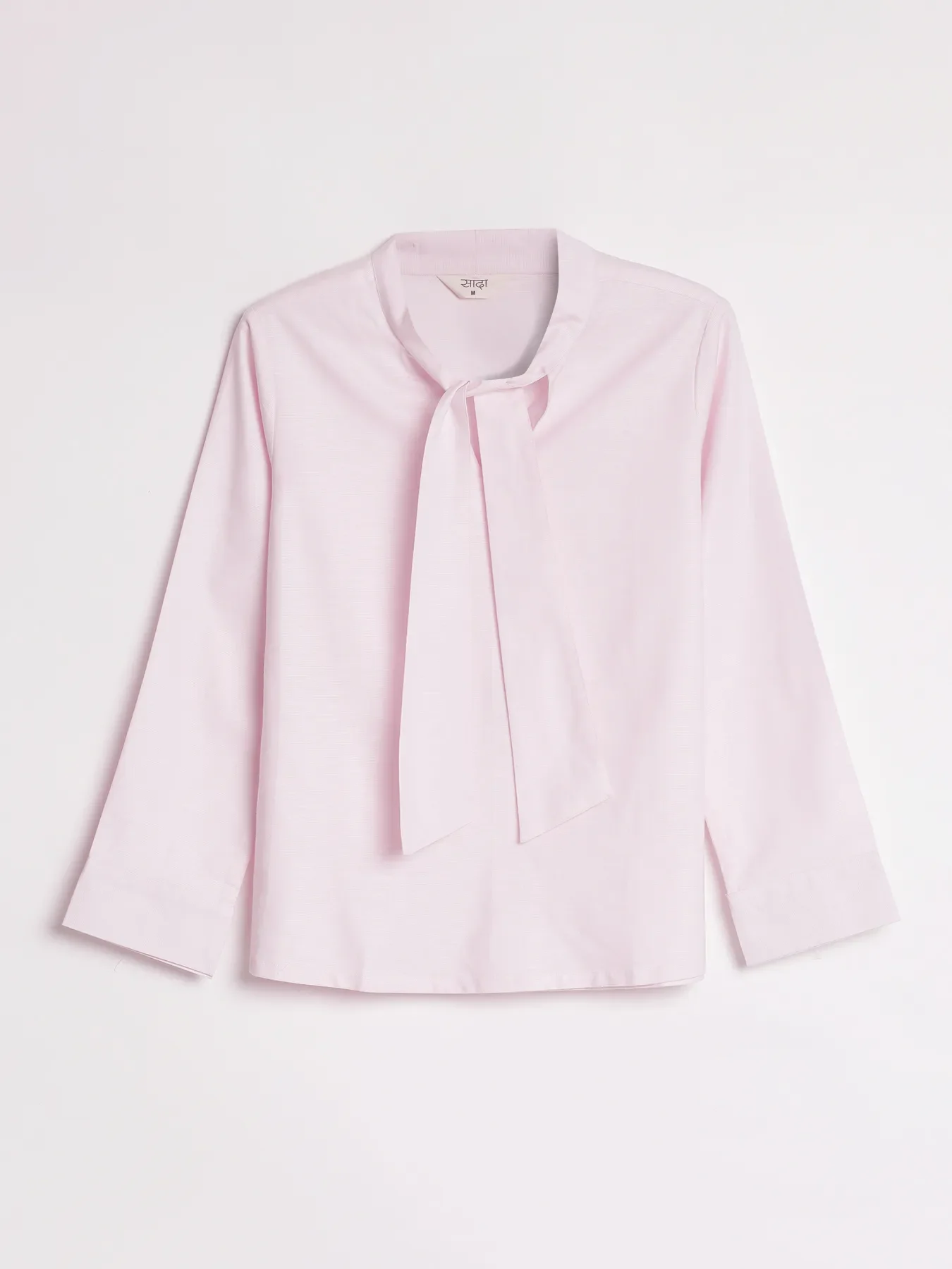 Women Blush Pink Linen Blend Knot Blouse - Image 13