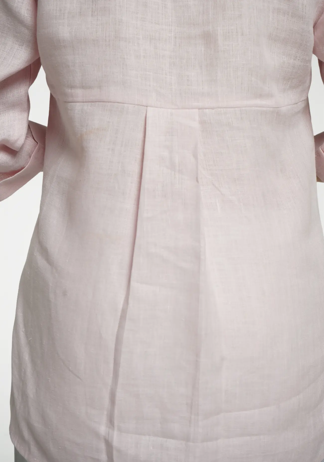 Women Blush Pink Pure Linen Collared Shirt Top - Image 14