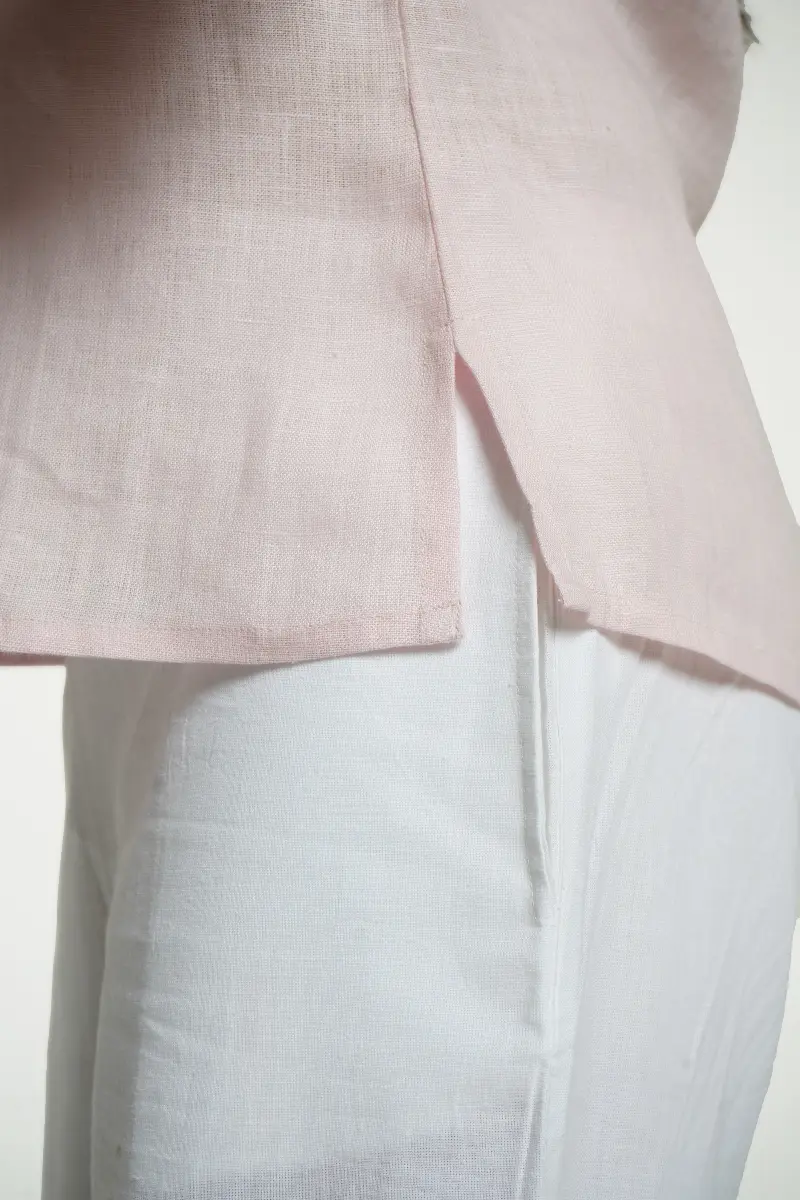 Women Blush Pink Pure Linen Halter Neck Top - Image 10