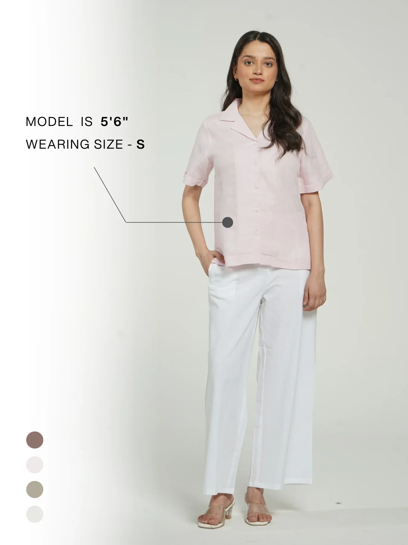 Women Blush Pink Pure Linen Notch Collar Shirt - Image 12