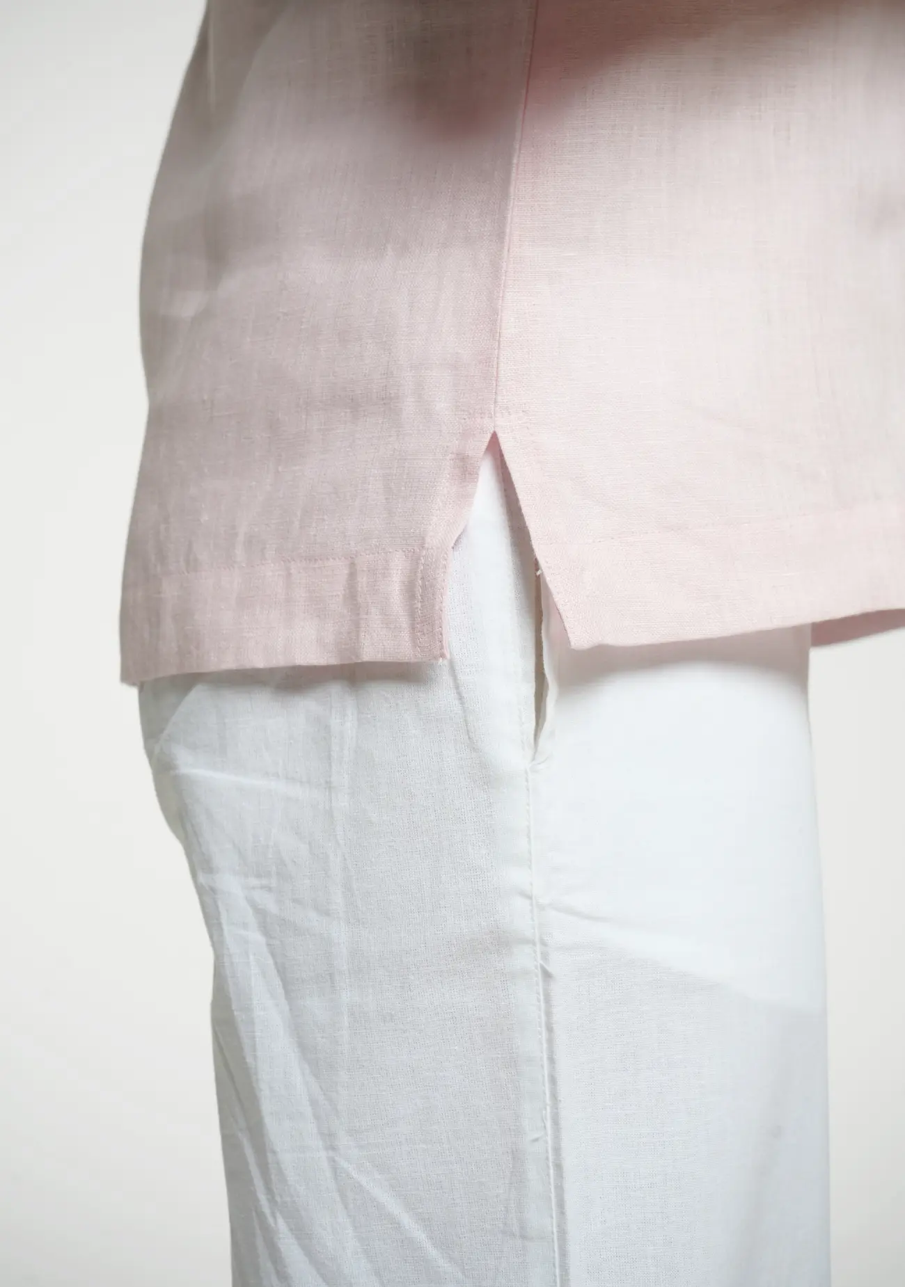 Women Blush Pink Pure Linen Notch Collar Shirt - Image 8
