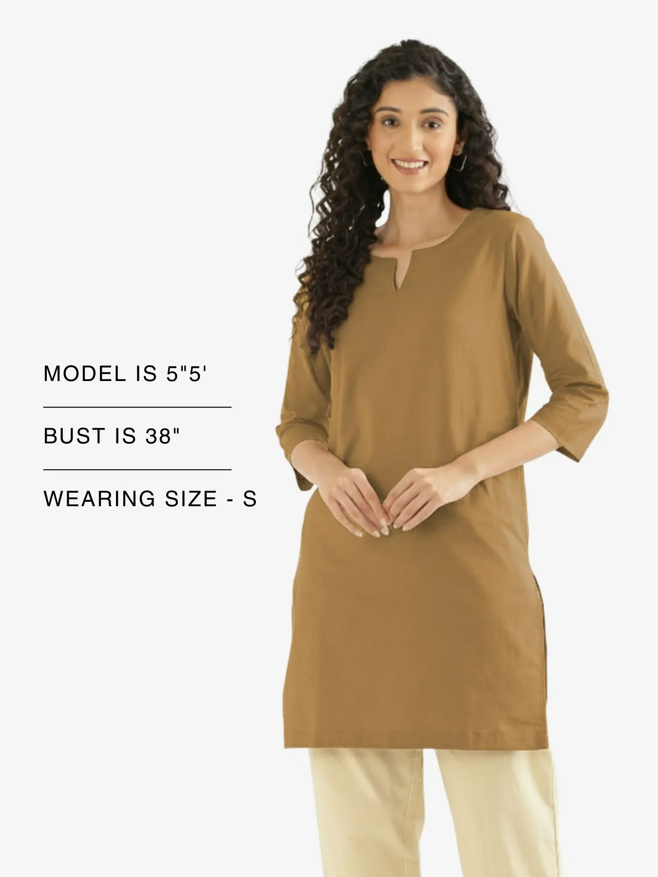 Women Coffee Brown Airy Linen Mid Thigh Length Kurta - Image 10