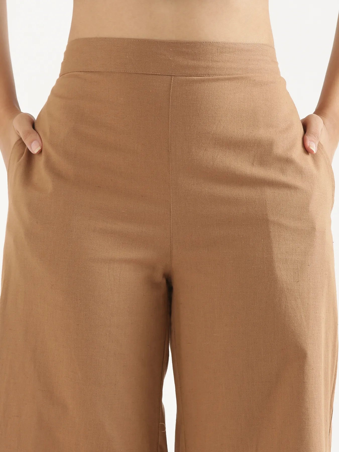 Women Coffee Brown Airy Linen Wide Leg Pant - Image 15