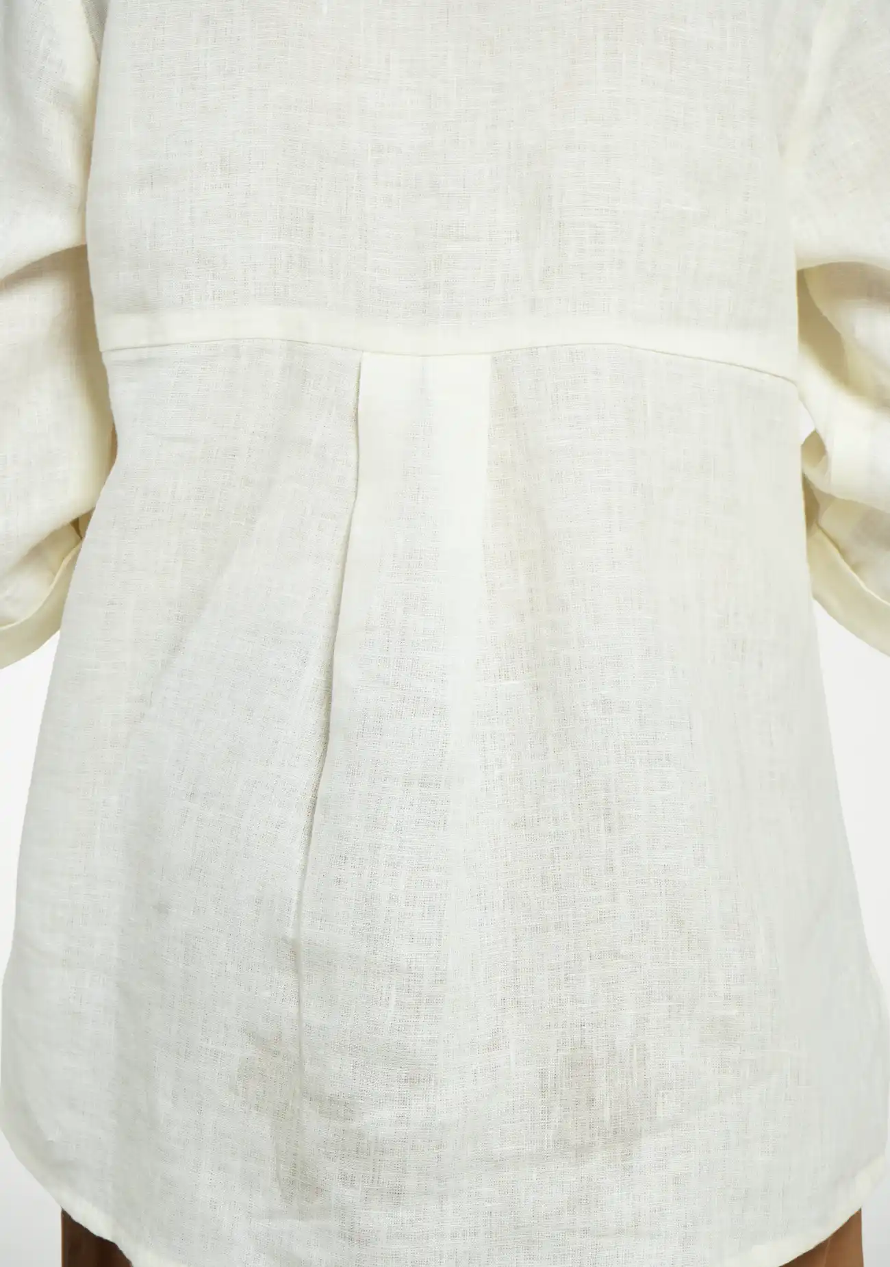 Women Cream Pure Linen Collared Shirt Top - Image 11