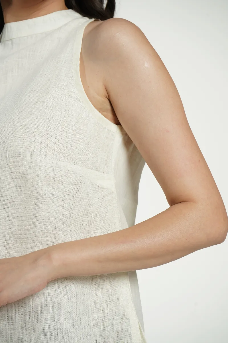 Women Cream Pure Linen Halter Neck Top - Image 11