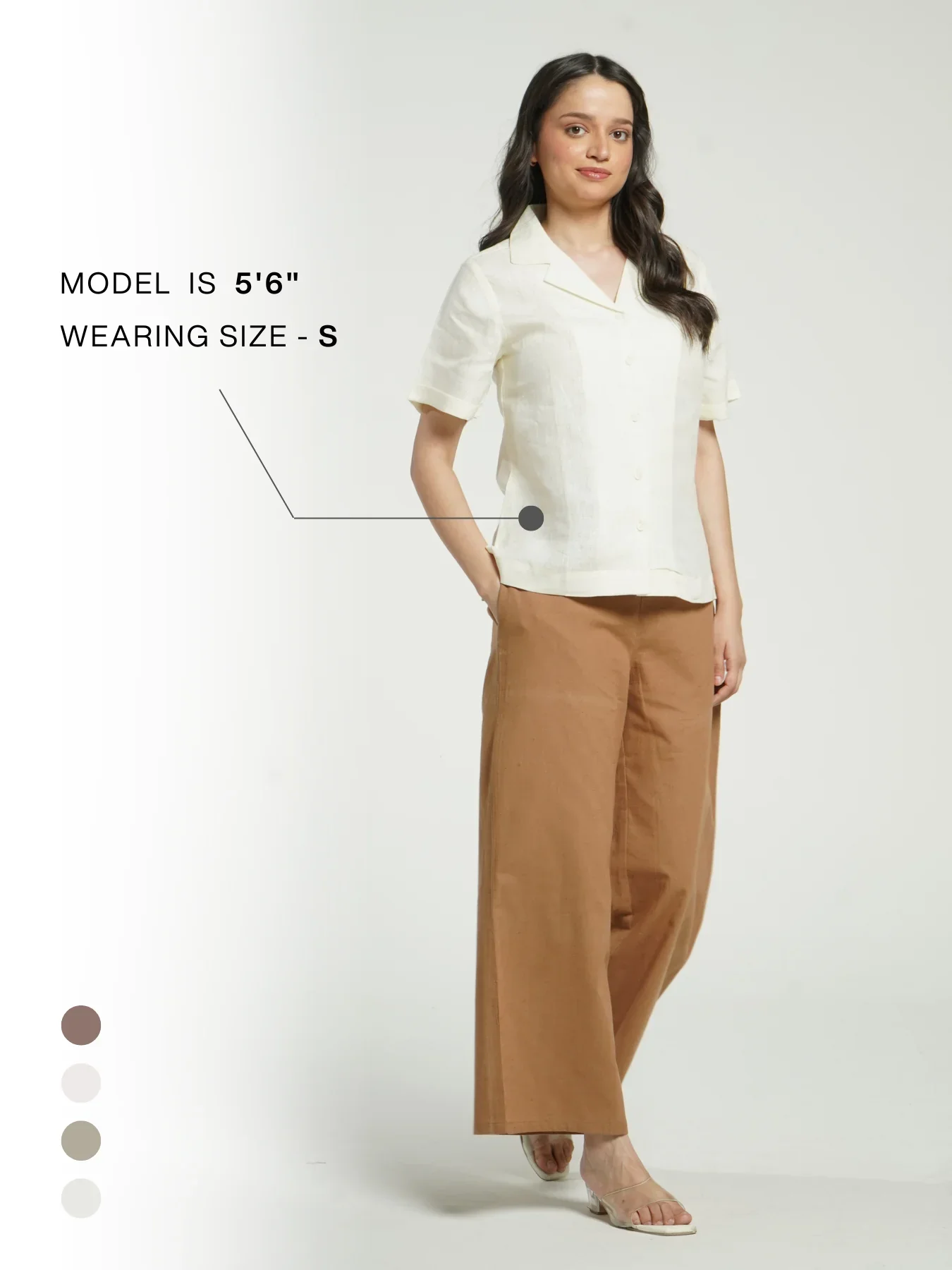 Women Cream Pure Linen Notch Collar Shirt - Image 14