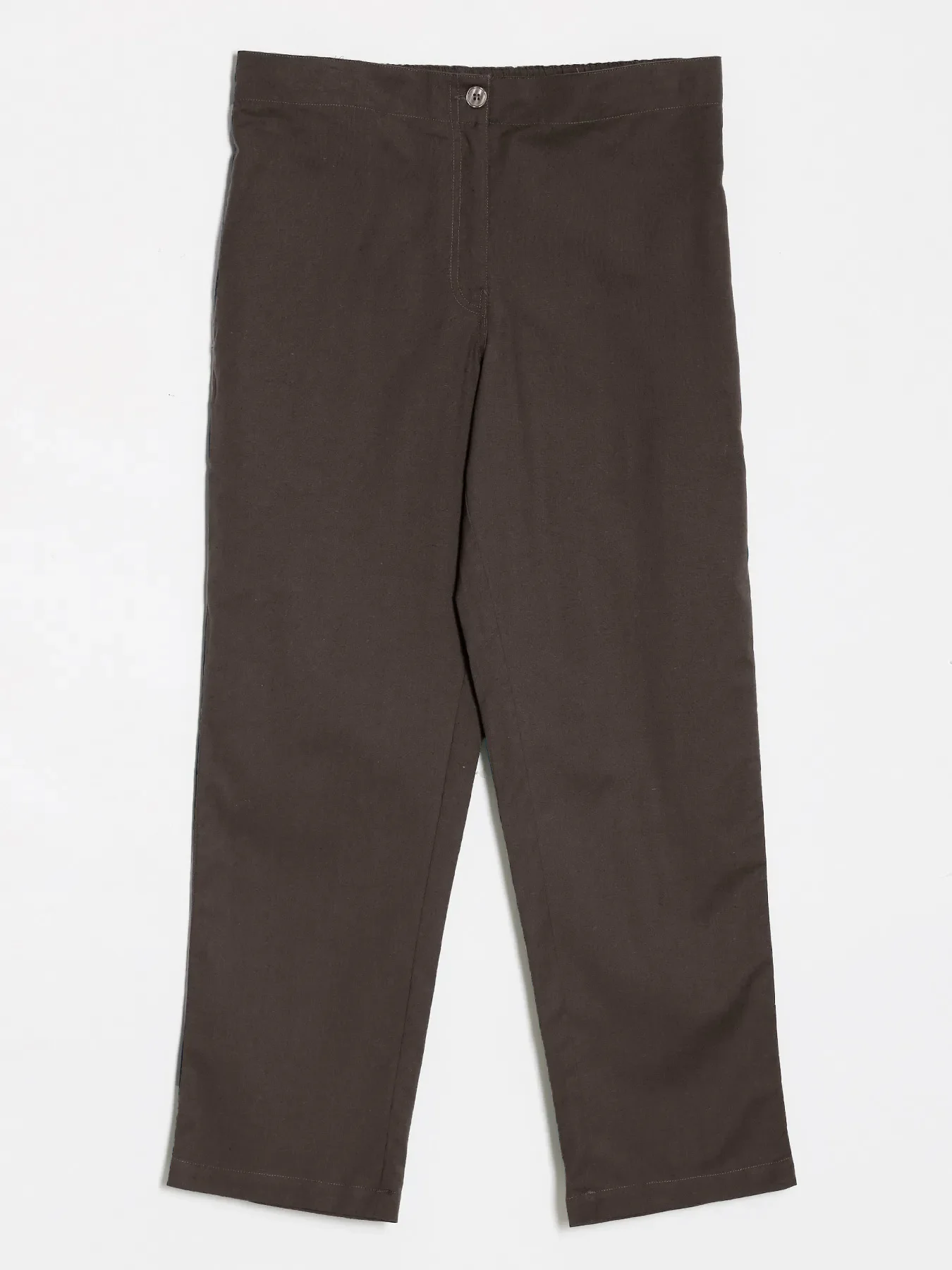 Women Dark Brown Airy Linen Straight Pants - Image 11