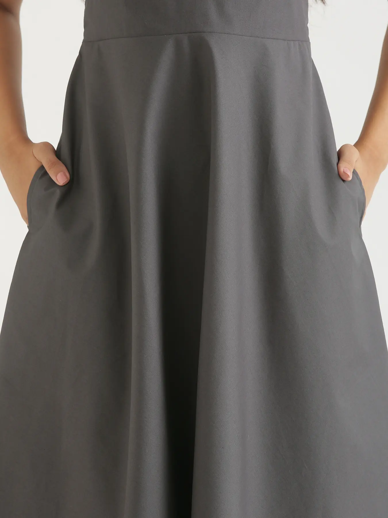 Women Dark Grey Better Cotton  Flared Dress - Image 9