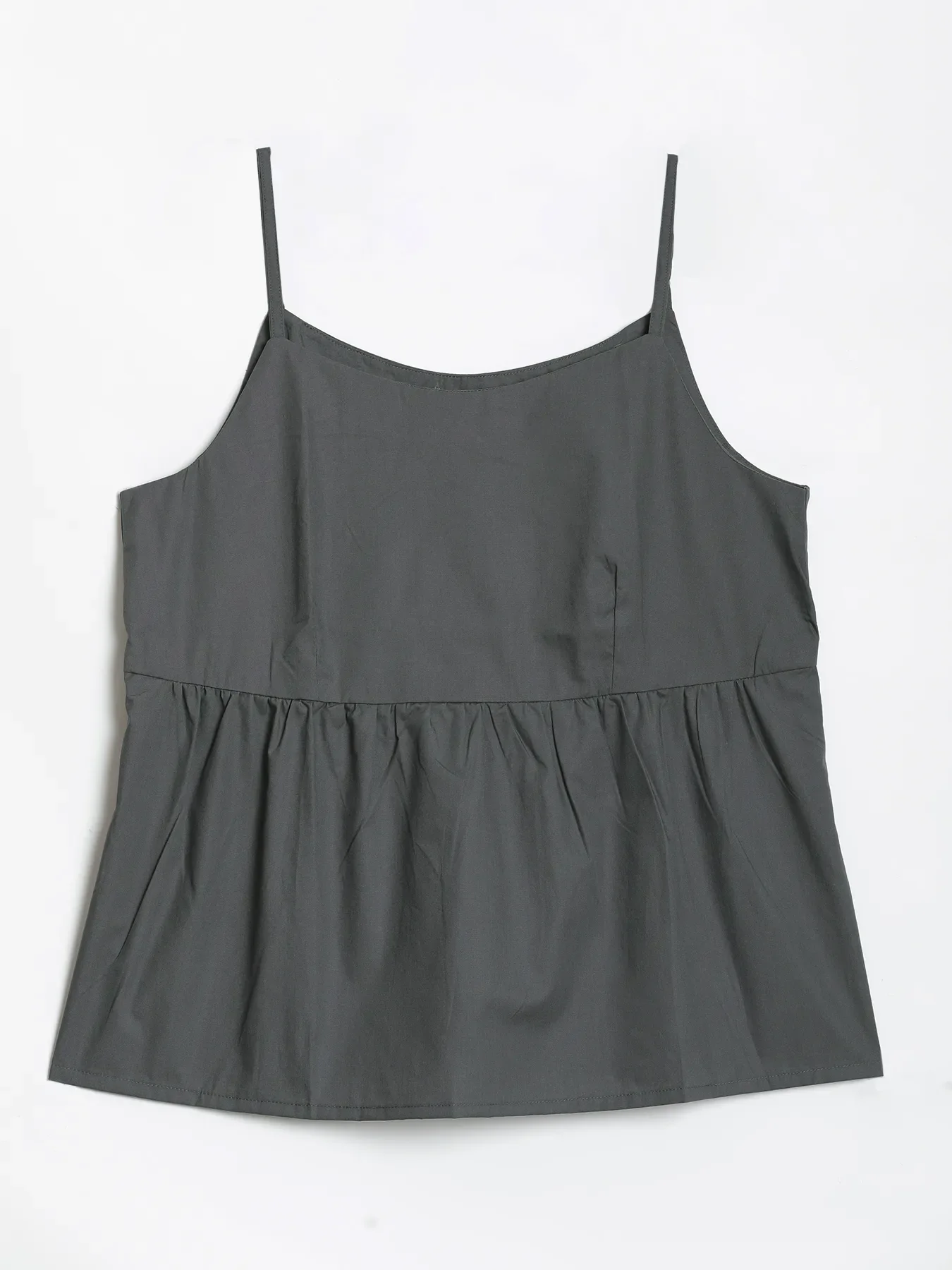 Women Dark Grey Better Cotton Peplum Top - Image 14