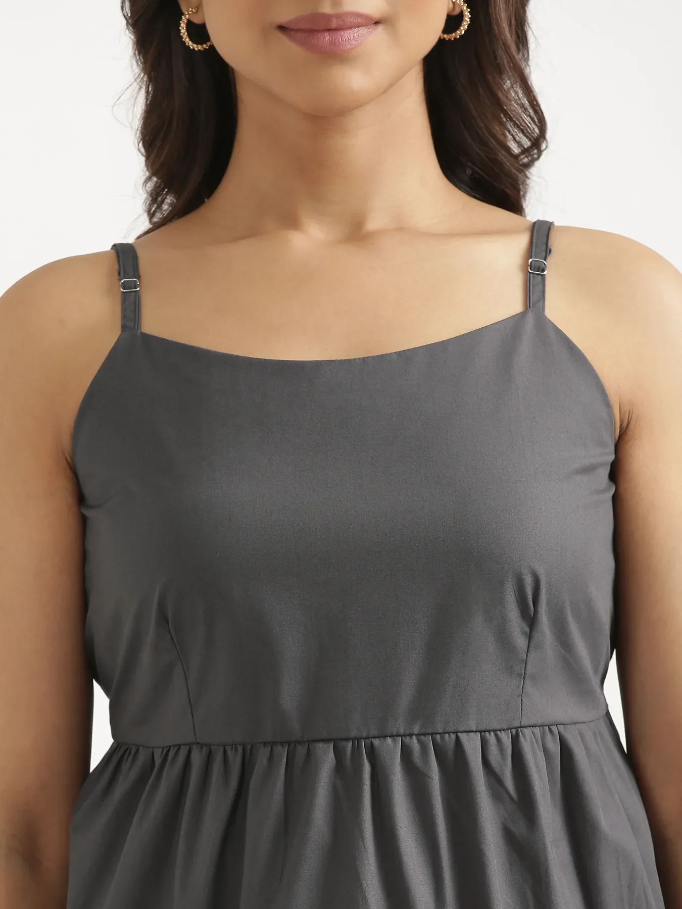 Women Dark Grey Better Cotton Peplum Top - Image 7