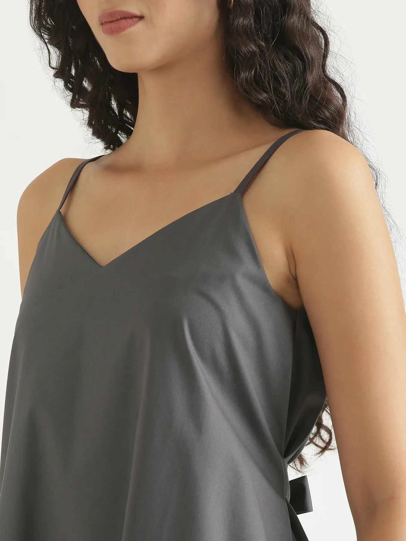 Women Dark Grey Better Cotton Tier Dress - Image 8