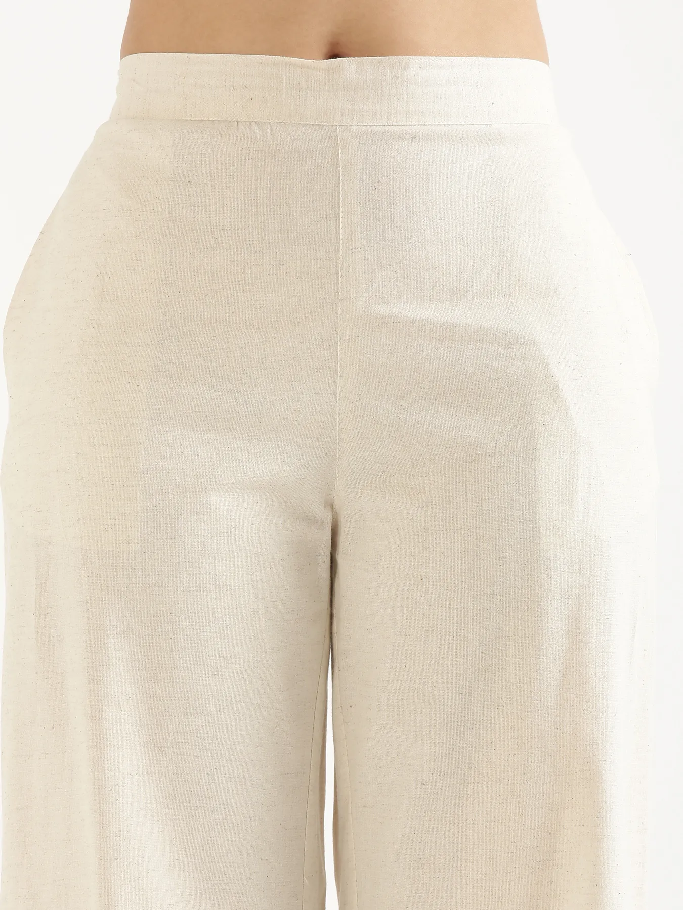 Women Ecru Airy Linen Wide Leg Pant - Image 11