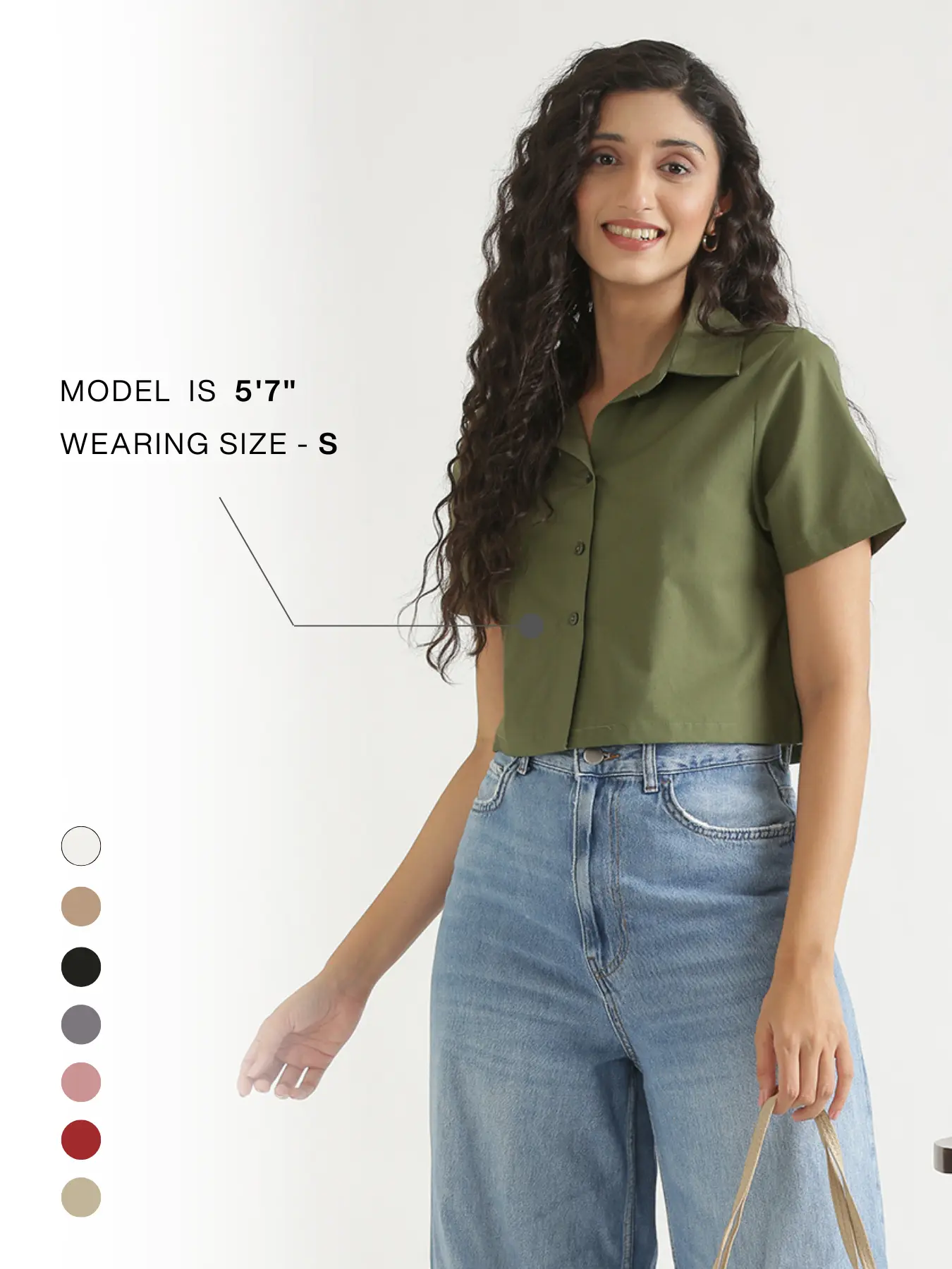 Women Forest Green Better Cotton Crop Shirt - Image 14