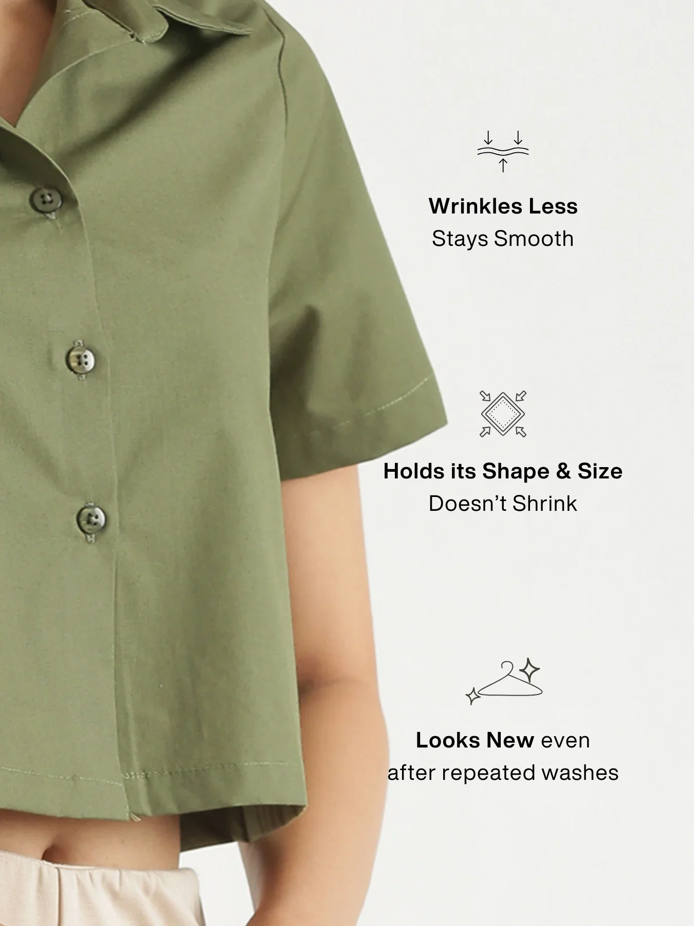 Women Forest Green Better Cotton Crop Shirt - Image 4