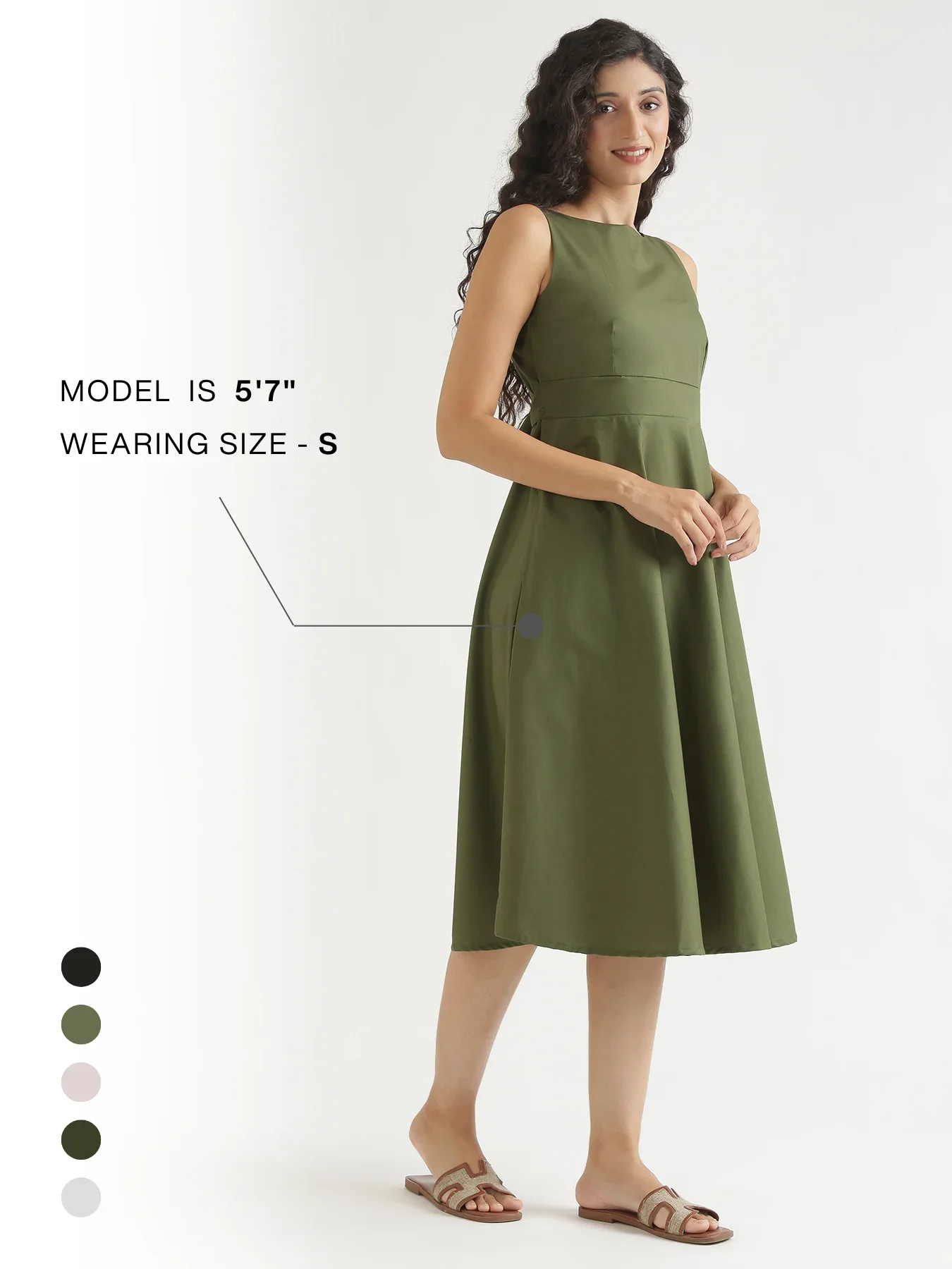 Women Forest Green Better Cotton Flared Dress - Image 14