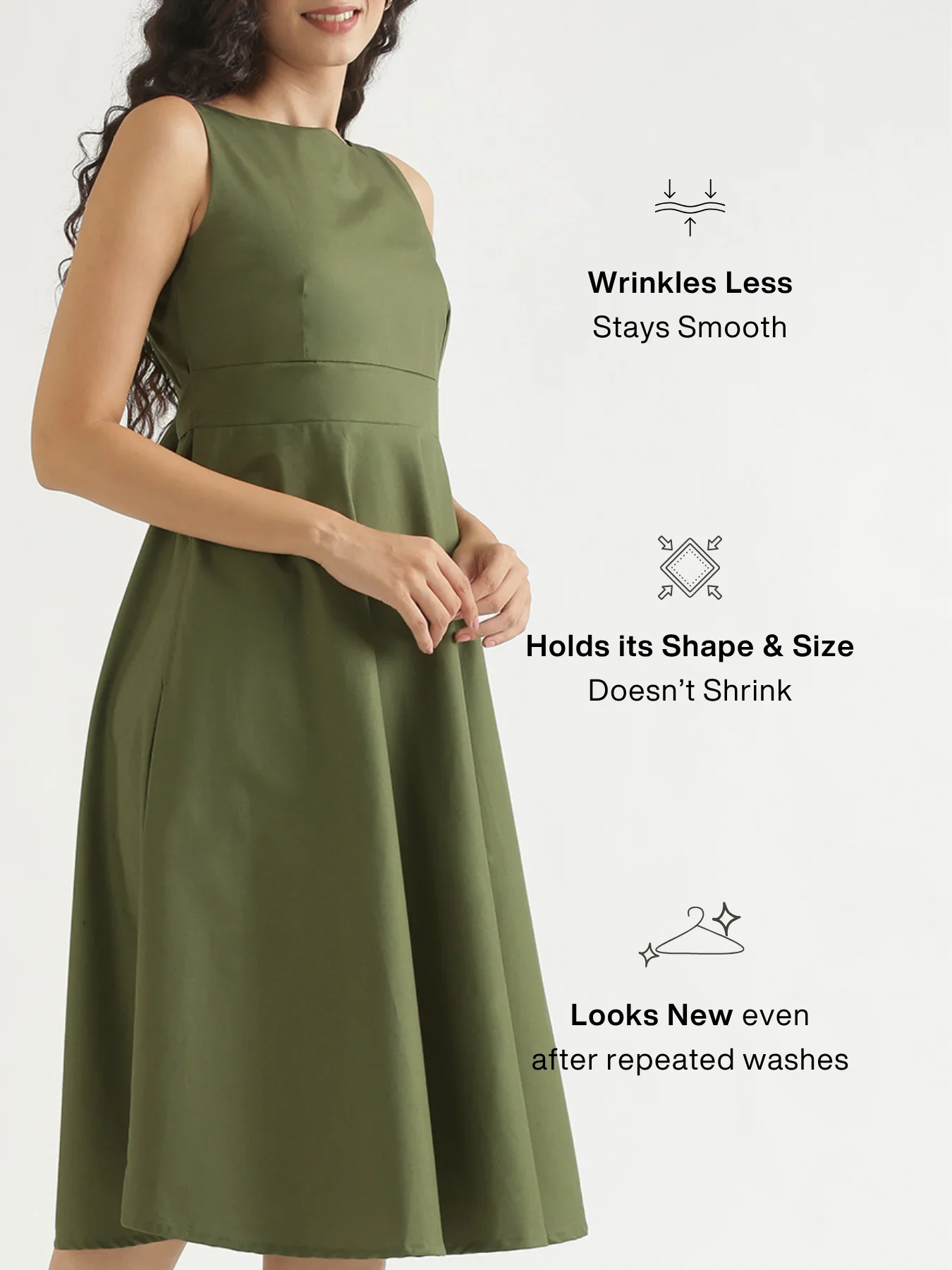 Women Forest Green Better Cotton Flared Dress - Image 4