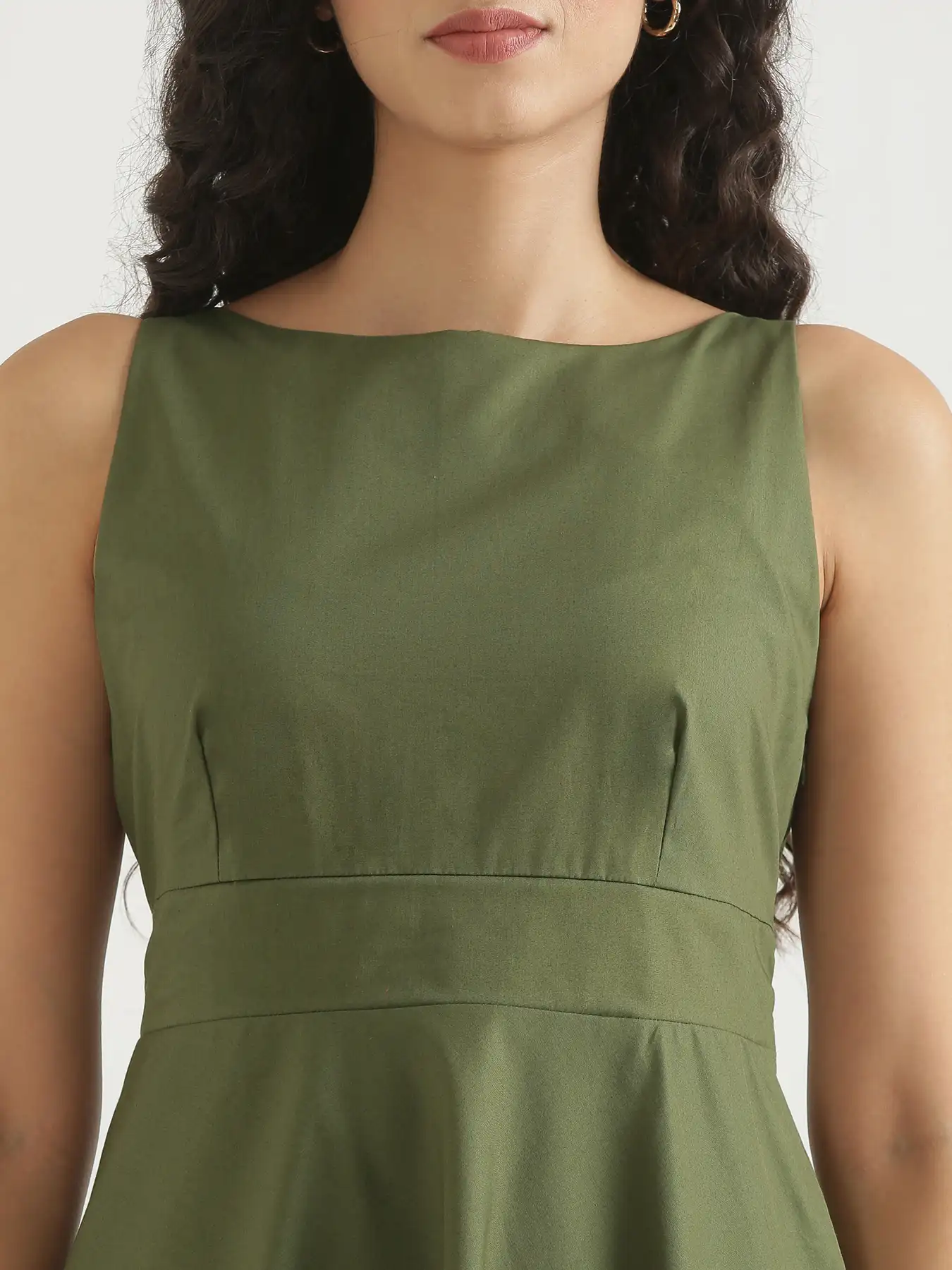 Women Forest Green Better Cotton Flared Dress - Image 7