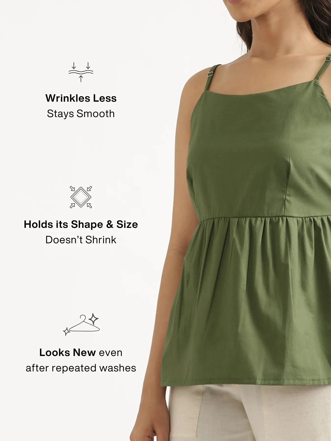 Women Forest Green Better Cotton Peplum Top - Image 4