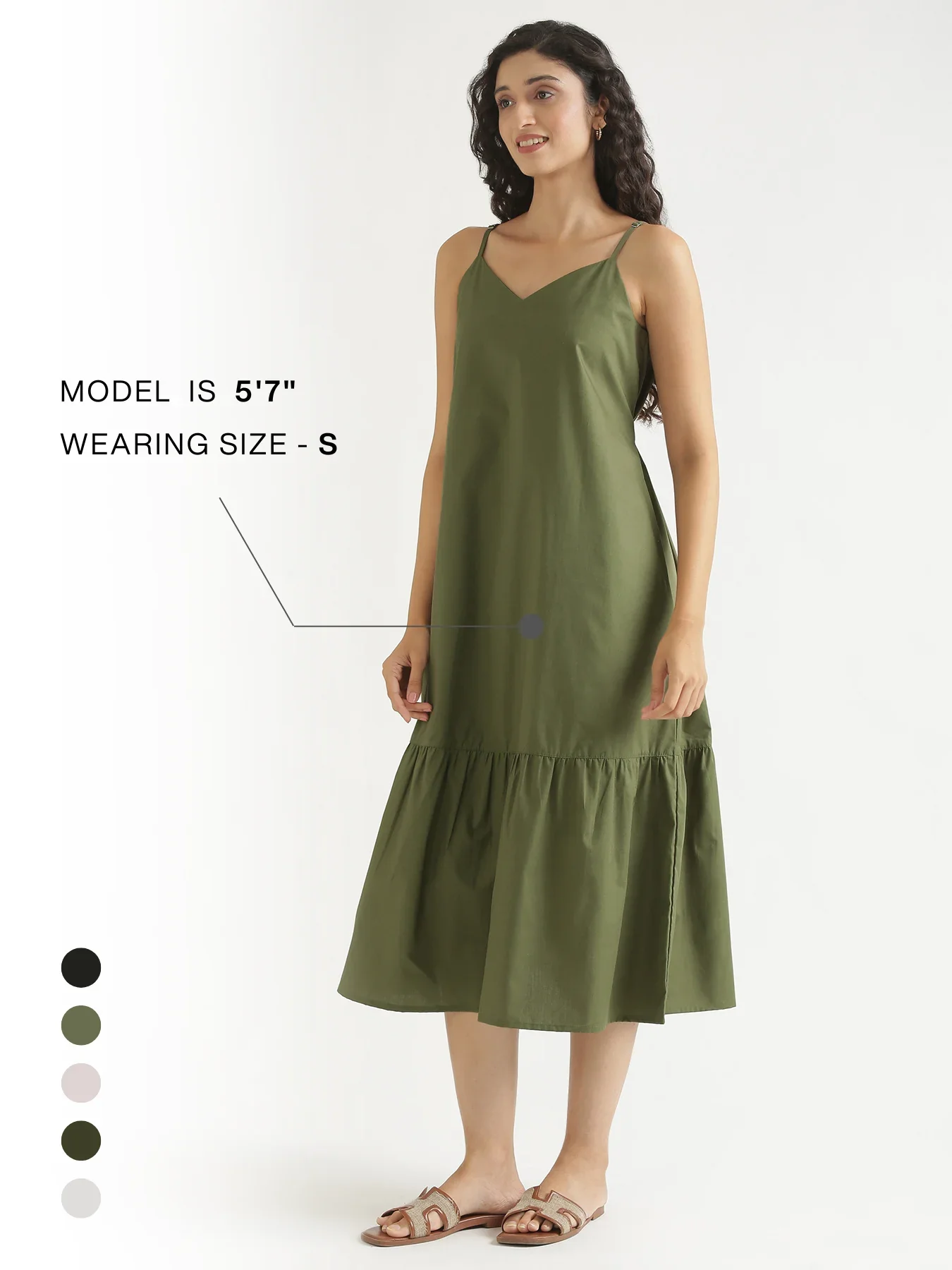 Women Forest Green Better Cotton Tier Dress - Image 14