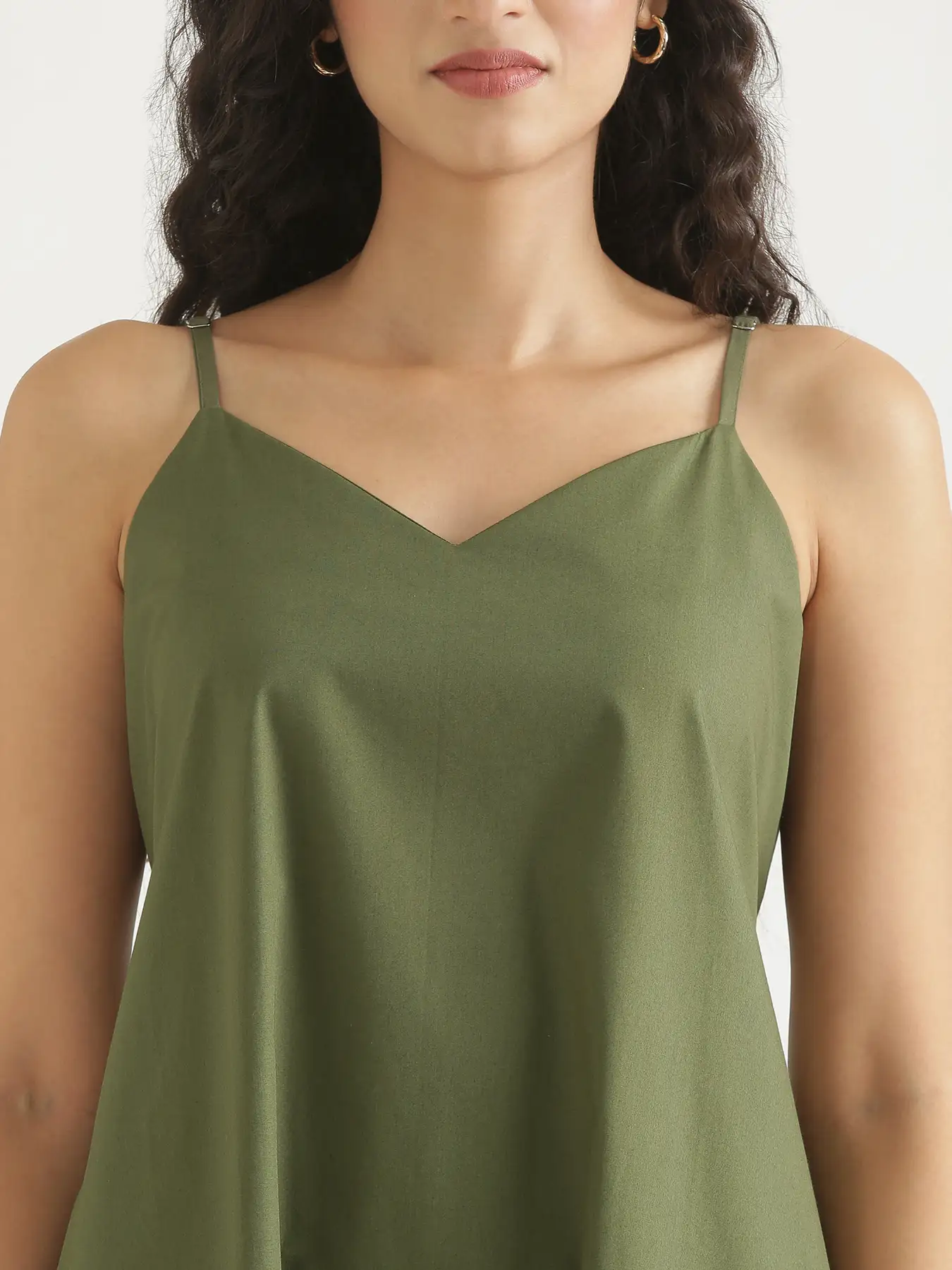 Women Forest Green Better Cotton Tier Dress - Image 7